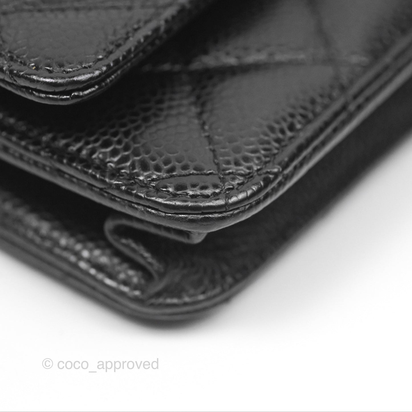 Chanel Classic Wallet On Chain WOC Quilted Black Caviar Gold Hardware