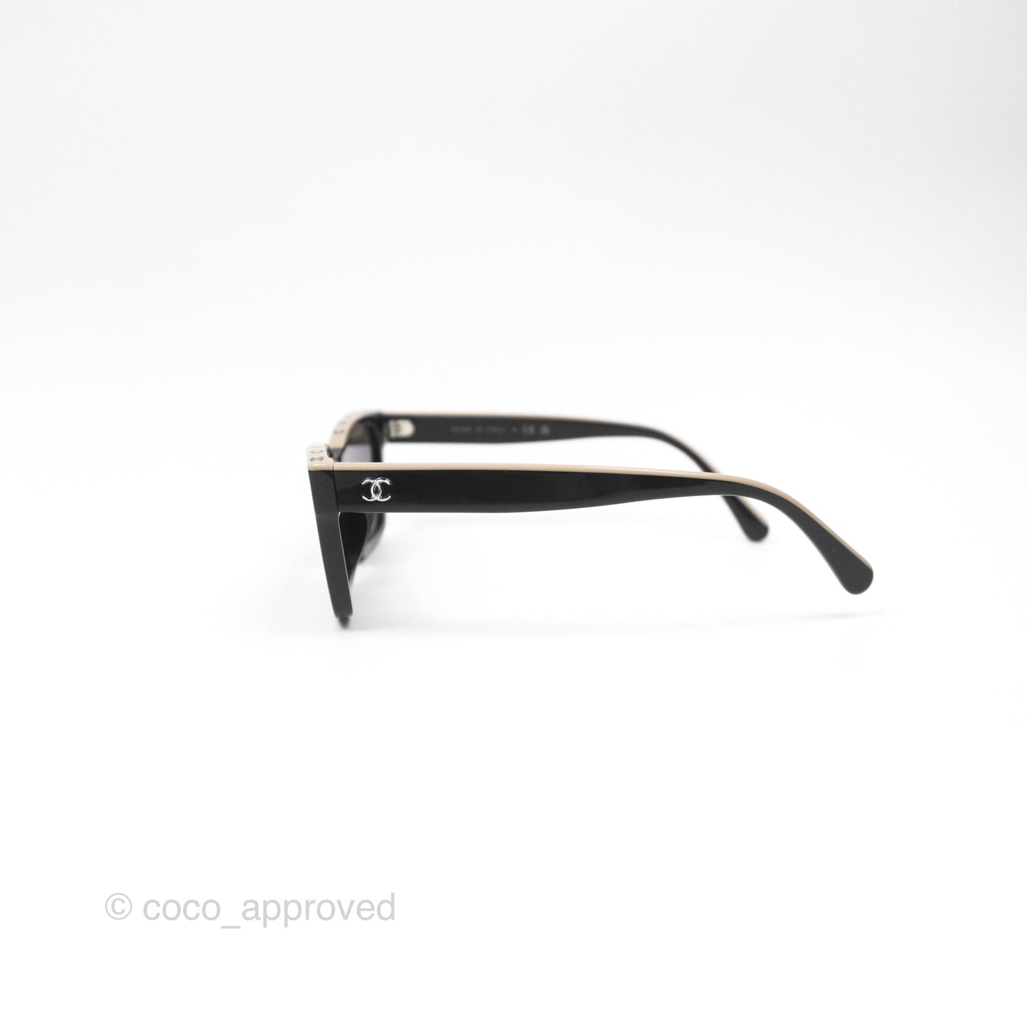 Chanel Acetate Square Sunglasses Black/Beige