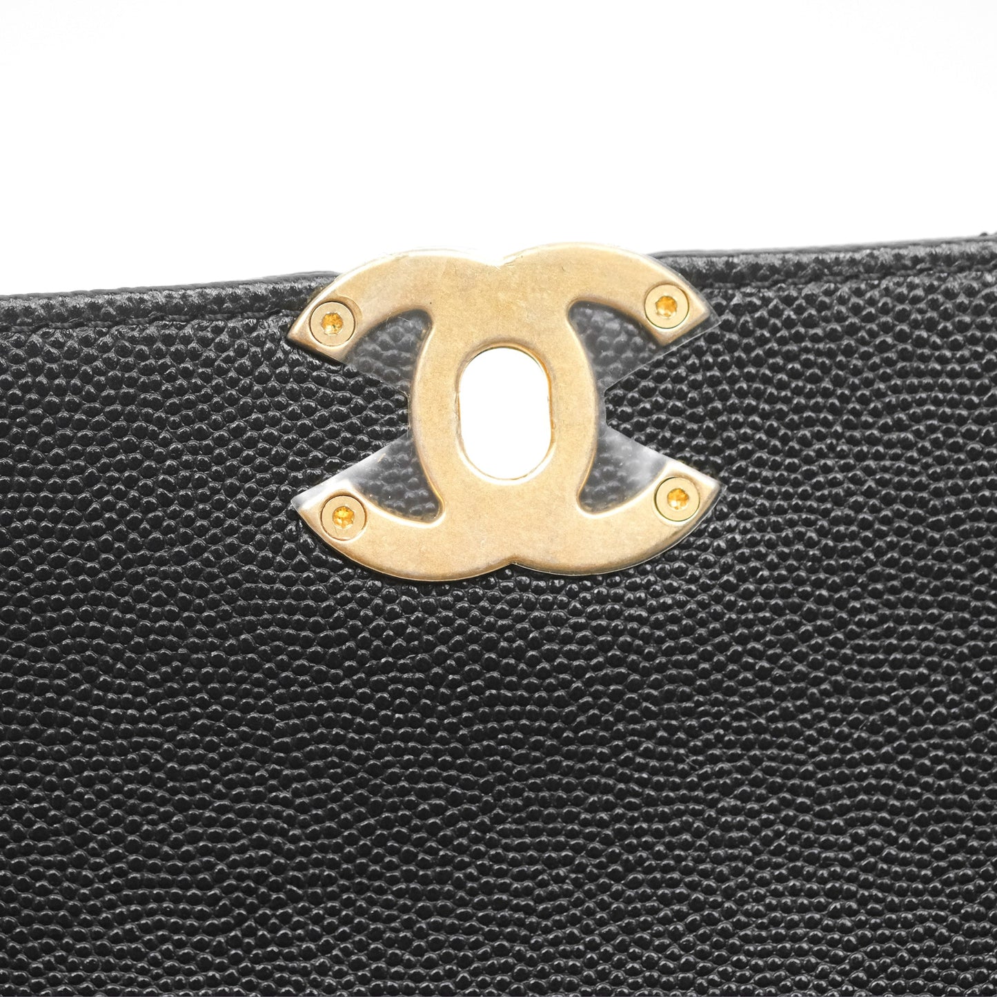 Chanel Bracelet On Chain Flap Bag Flat Quilted Black Caviar Aged Gold Hardware