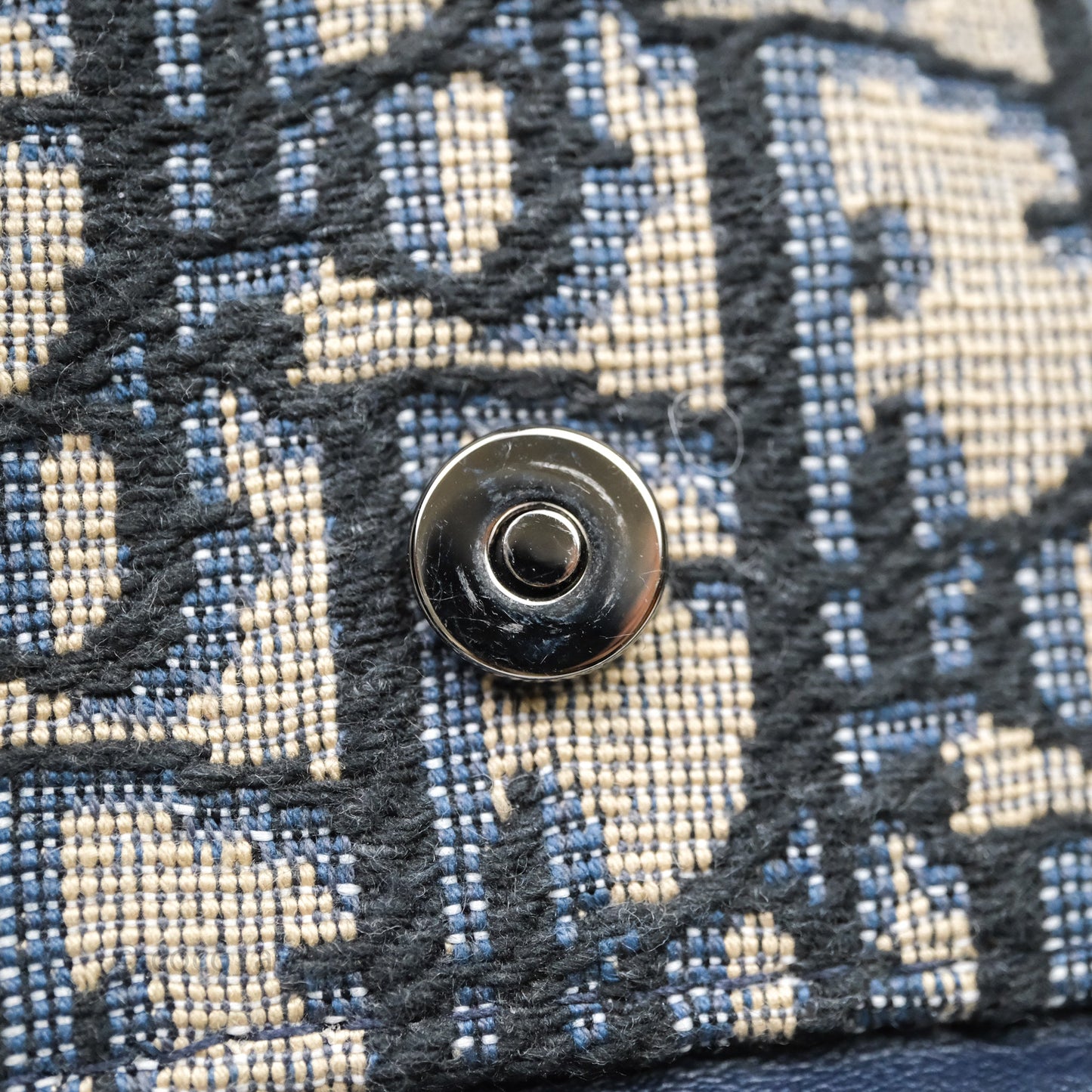 Christian Dior Mini Backpack Oblique Jacquard Beige and Blue