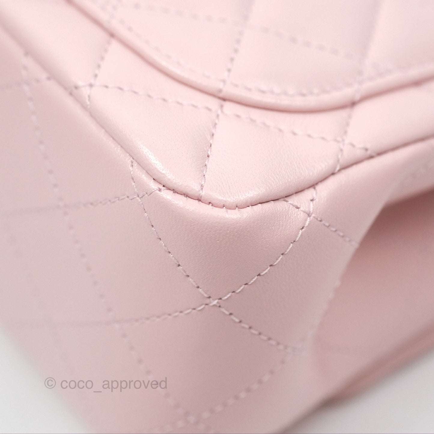 Chanel Pearl Crush Mini Square Quilted Light Pink Lambskin Aged Gold Hardware