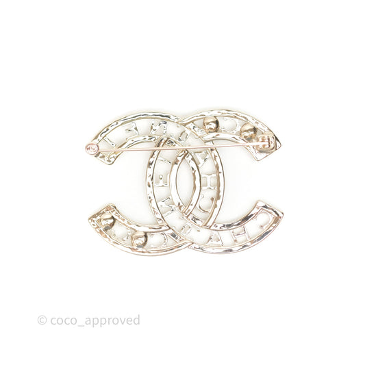 Chanel Coco CC Crystal Pearl Brooch Gold Tone 24V