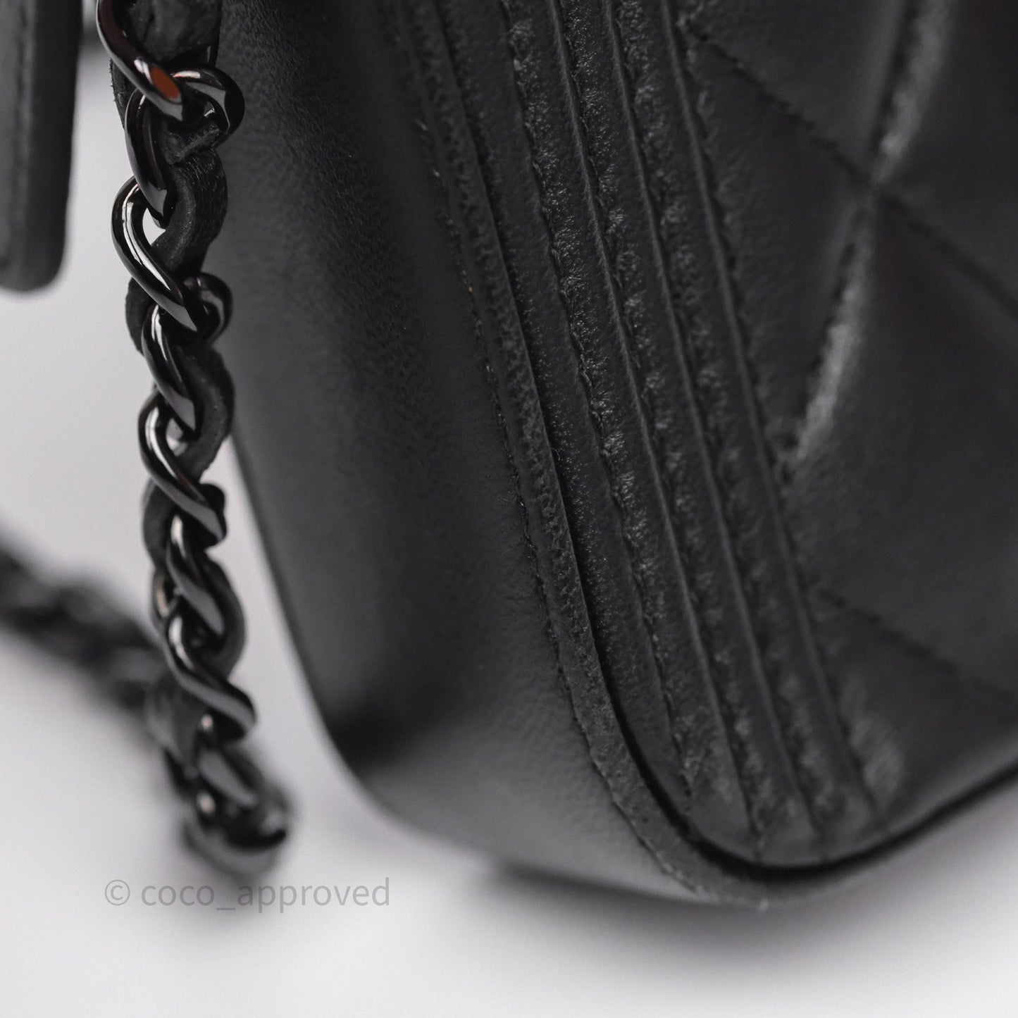 Chanel Boy Double Zip Clutch On Chain So Black Lambskin