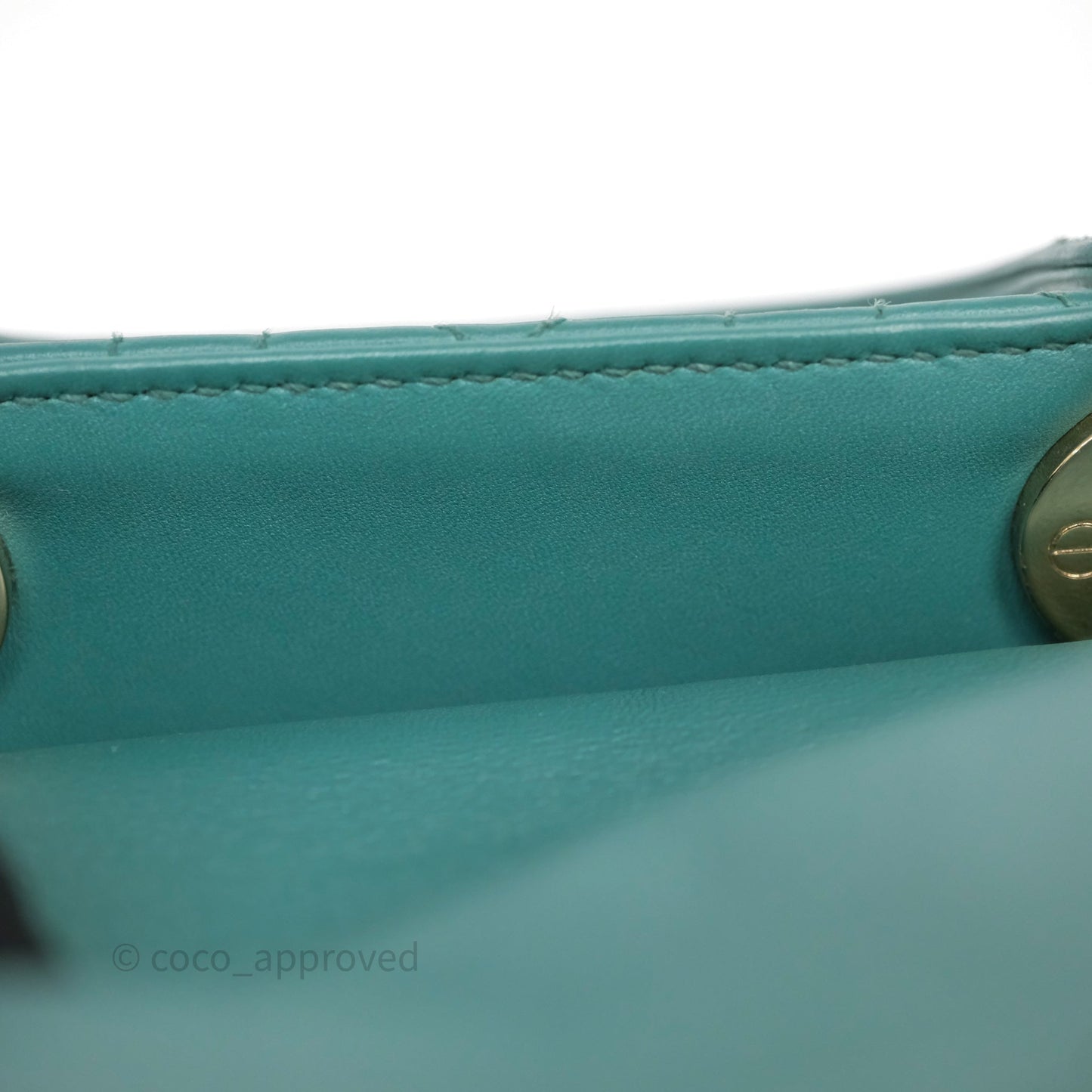 Christian Dior Mini Lady Dior Cannage Green Lambskin Gold Hardware
