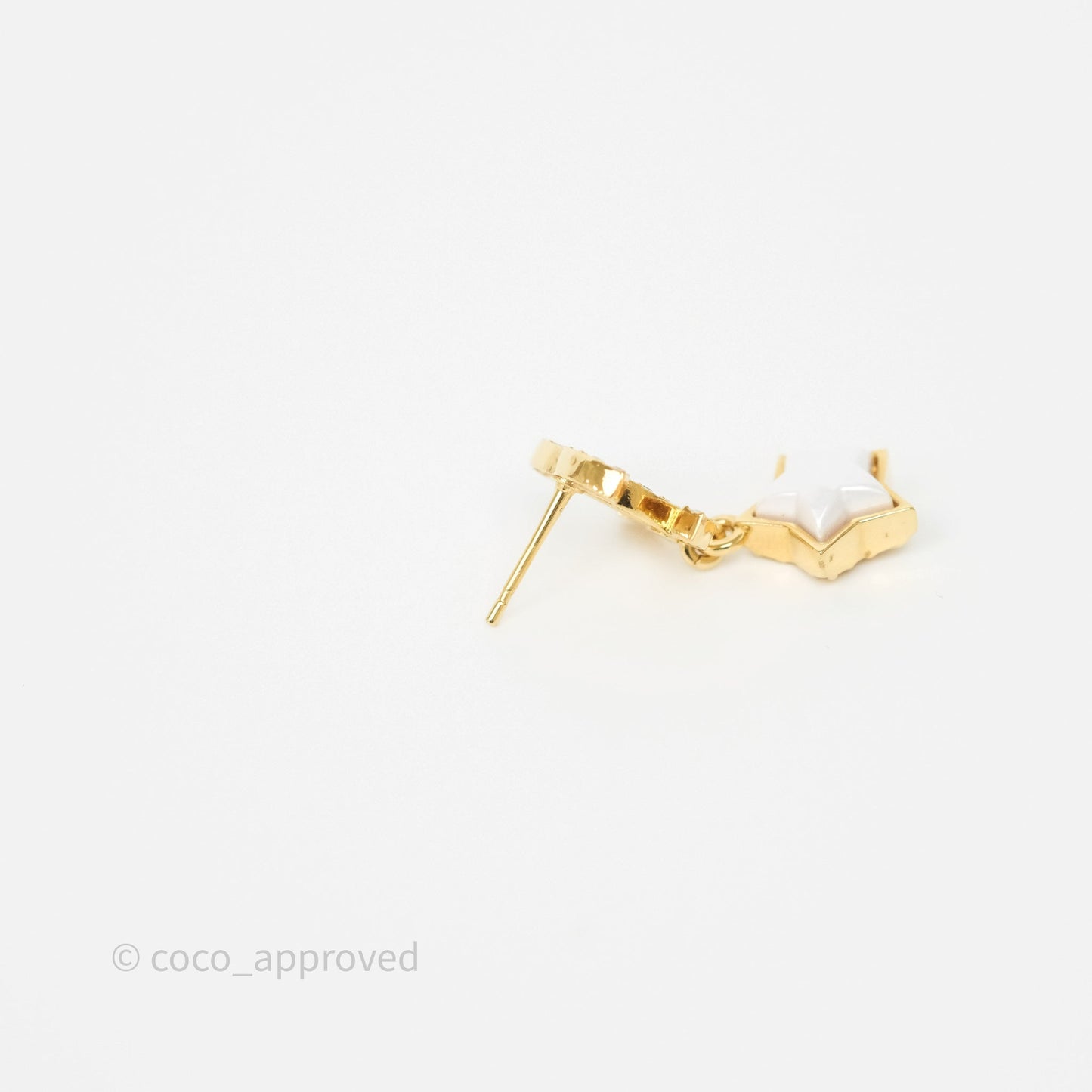 Chanel Crystal CC Star Drop Earrings Gold Tone 24C