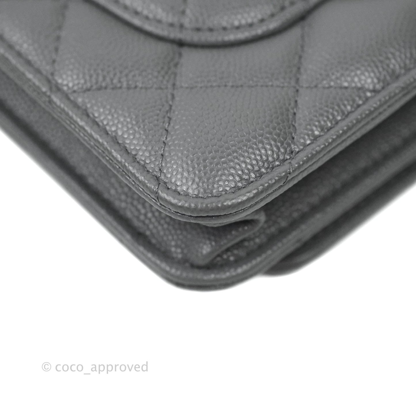Chanel Wallet On Chain WOC Caviar Grey Gold Hardware