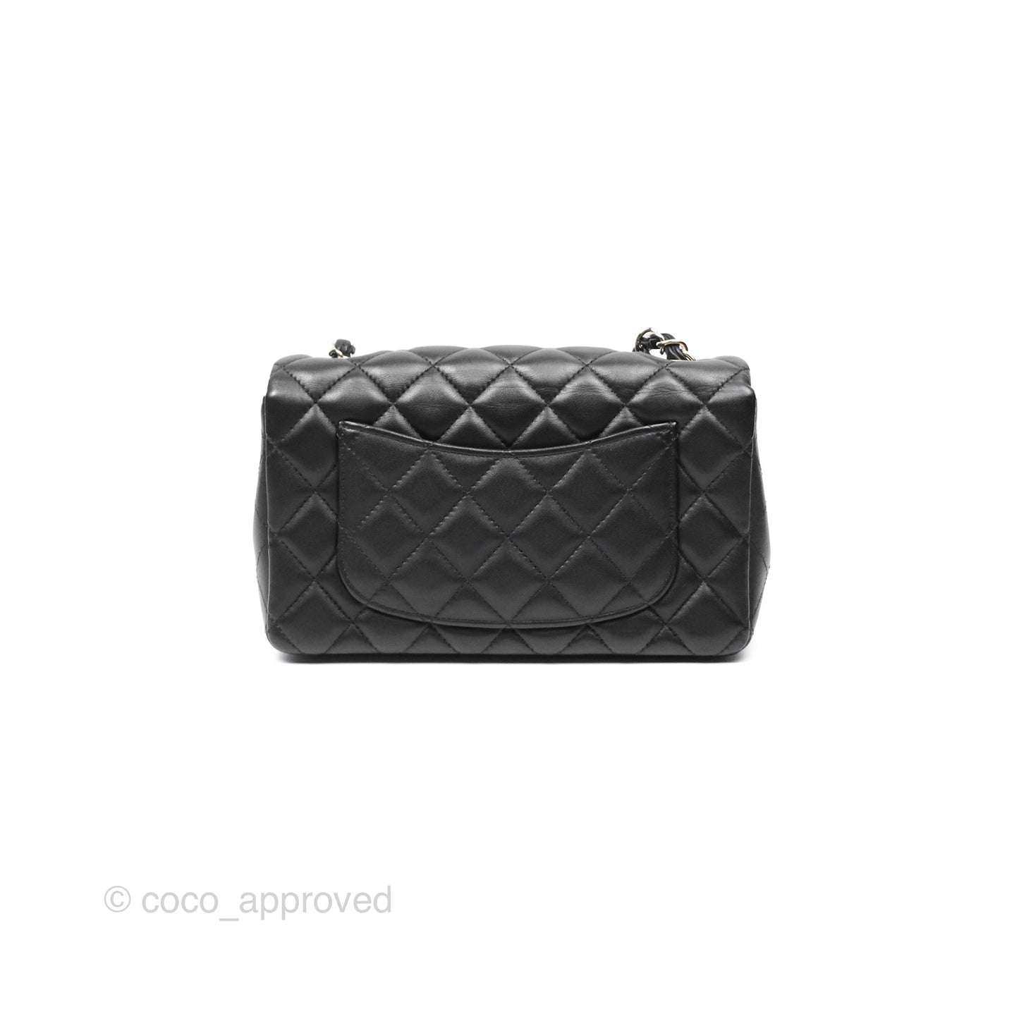 Chanel Quilted Mini Rectangular Black Lambskin Gold Hardware