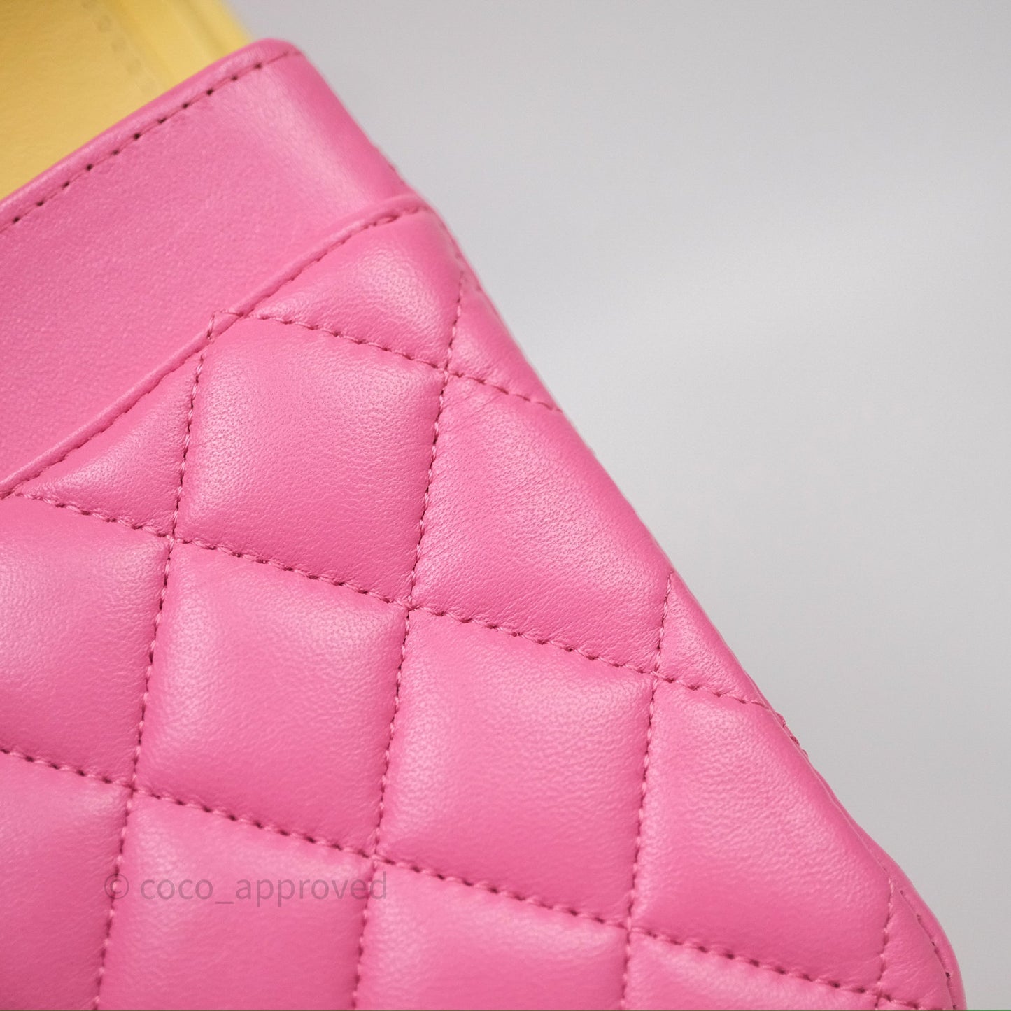 Chanel Small Classic Flap Quilted Pink Lambskin Rainbow Hardware