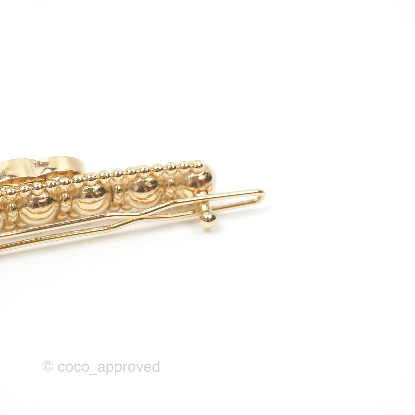 Chanel CC Crystal Bead Hair Clip Gold Tone 22C