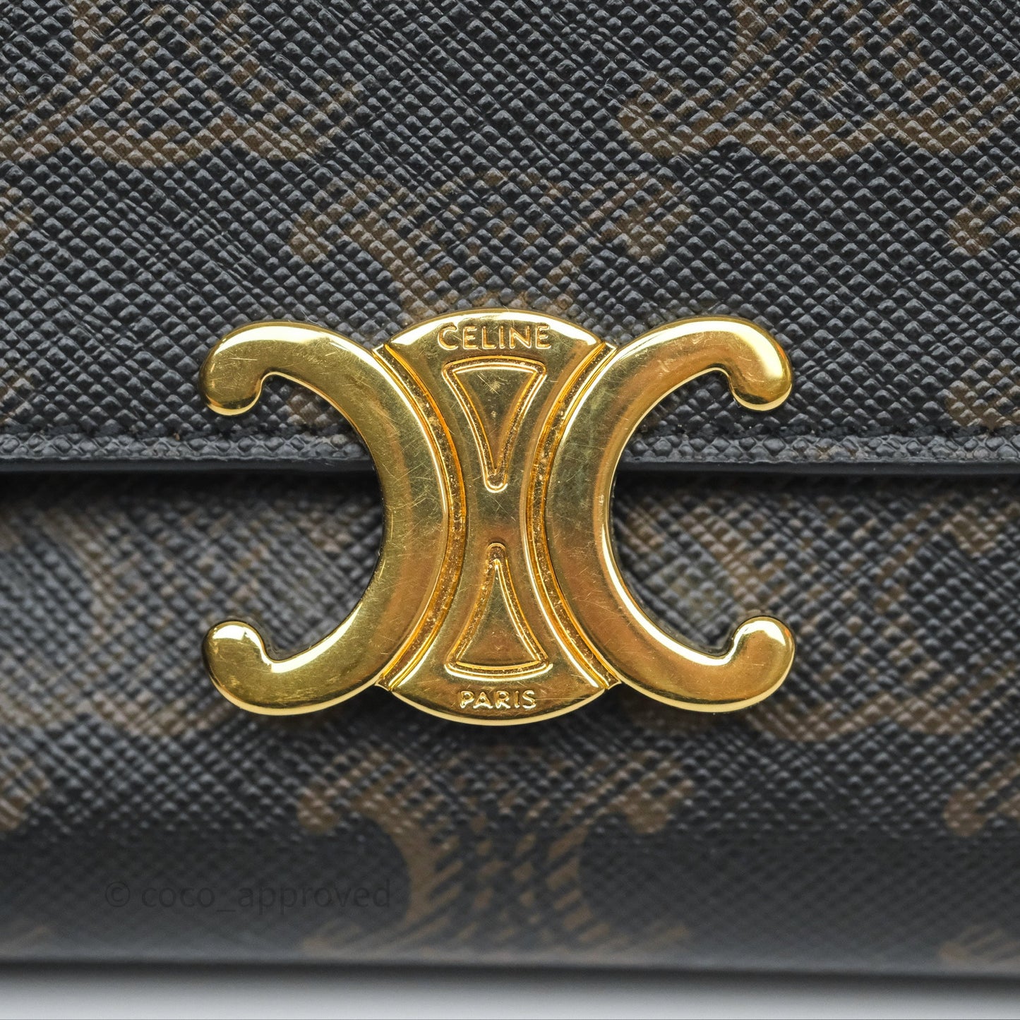Celine Compact Wallet with Coin Triomphe Canvas Tan