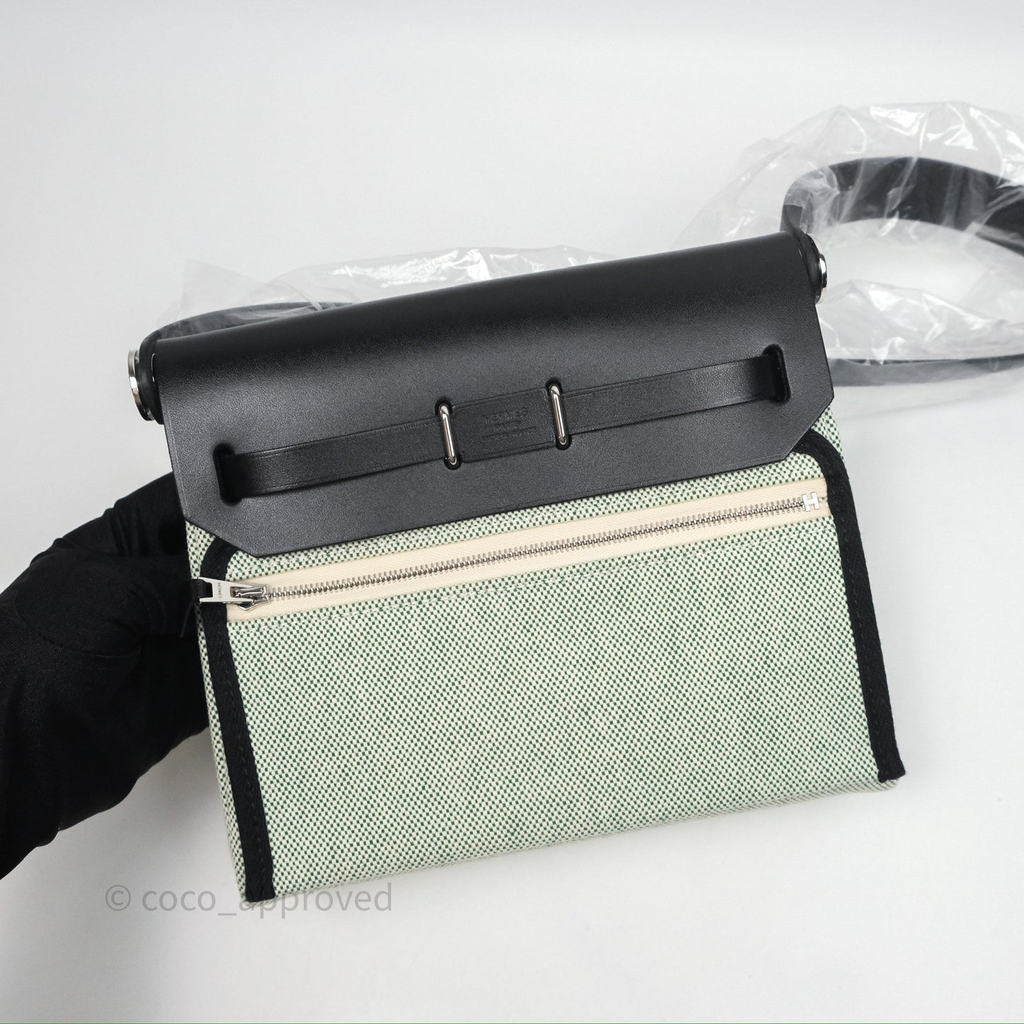 Hermès Herbag Zip 20 MinI Vert Moyen 65 Noir 89 Palladium Hardware
