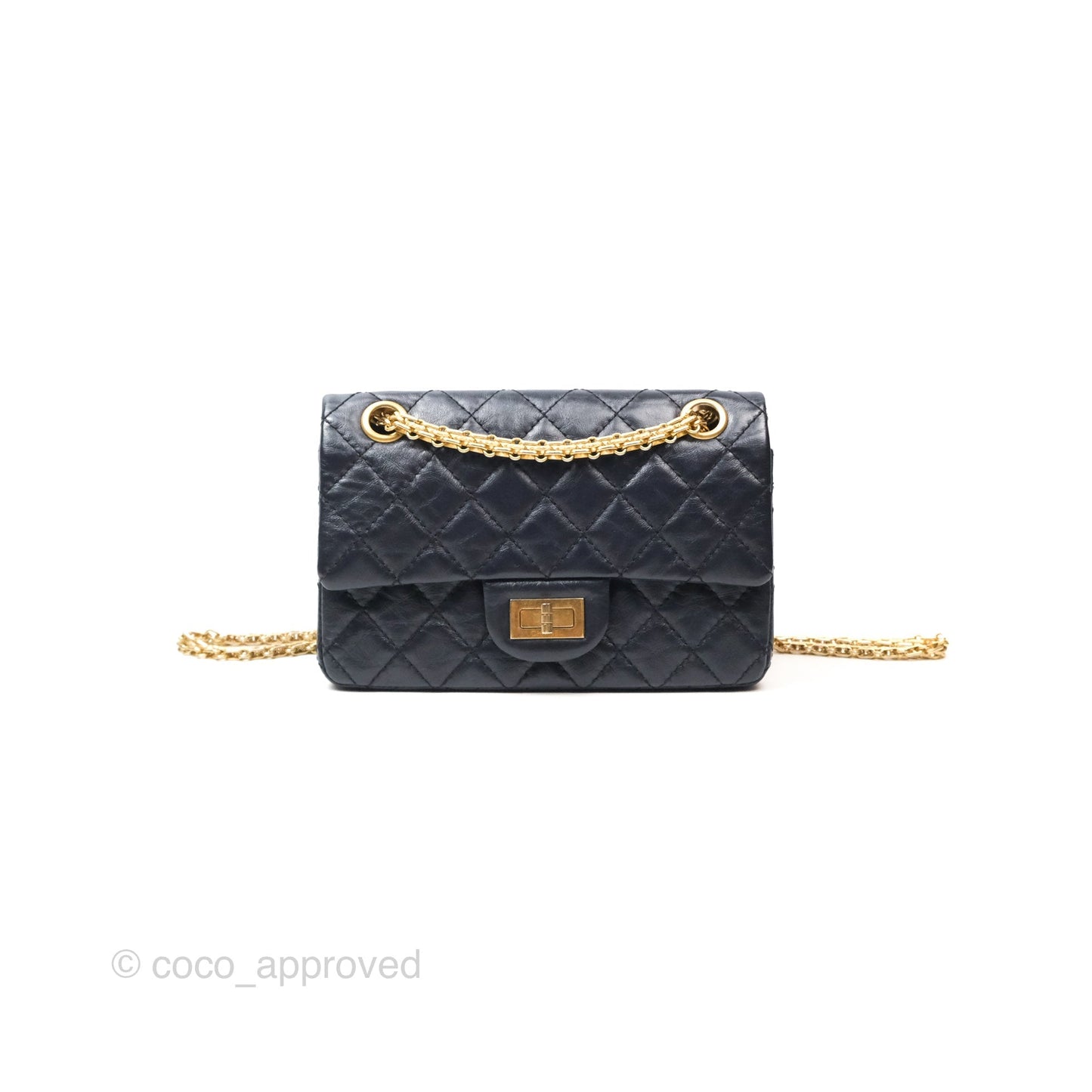 Chanel Mini Reissue 224 Navy Aged Calfskin Aged Gold Hardware