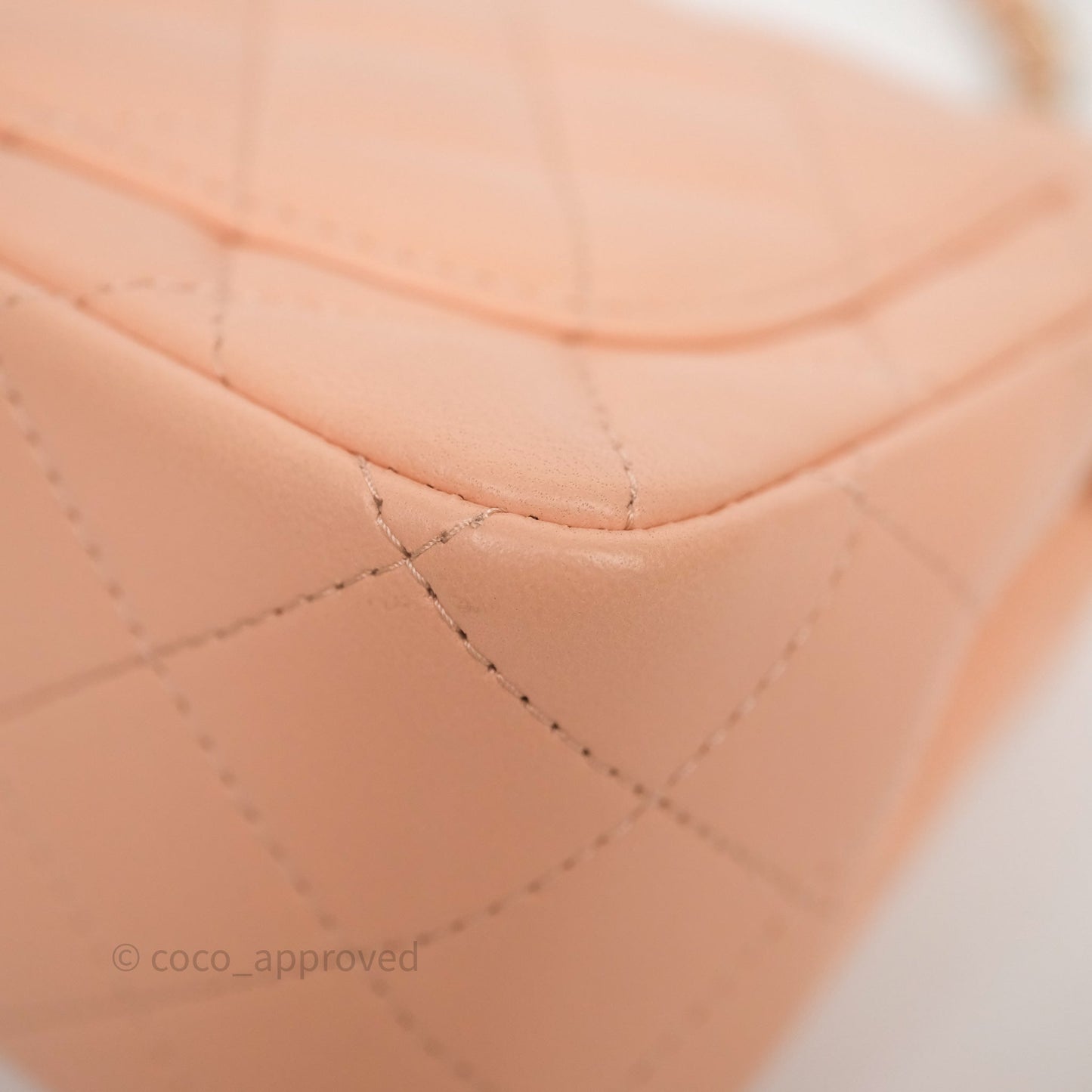 Chanel Mini Square Flap Quilted Orange Clair Lambskin Gold Hardware