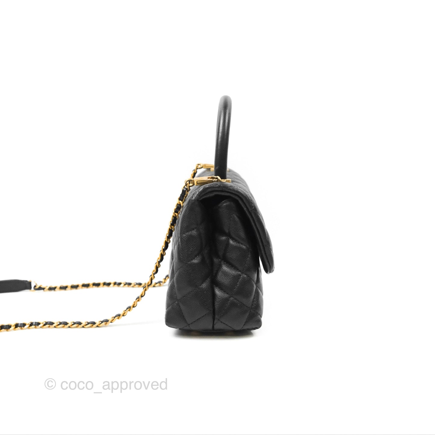Chanel Small Coco Handle Quilted Black Caviar Gold Hardware