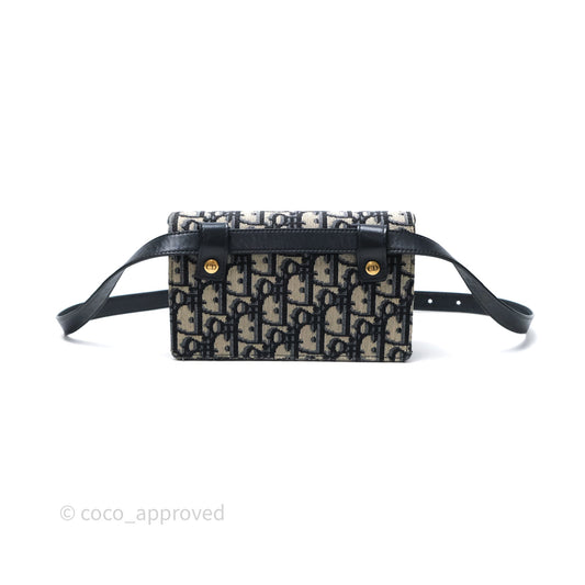 Christian Dior Blue Dior Oblique Jacquard Saddle Belt Pouch