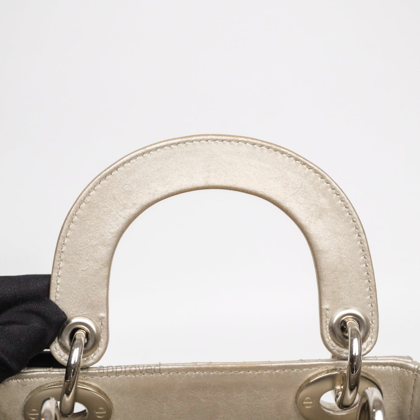 Christian Dior Mini Lady Dior Metallic Silver Nubuck Silver Hardware
