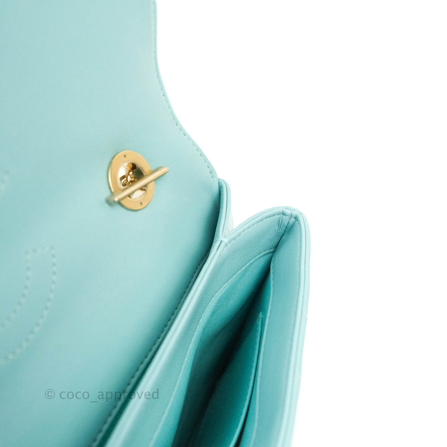 Chanel Trendy CC Chevron Lambskin Flap Bag Tiffany Blue Gold Hardware