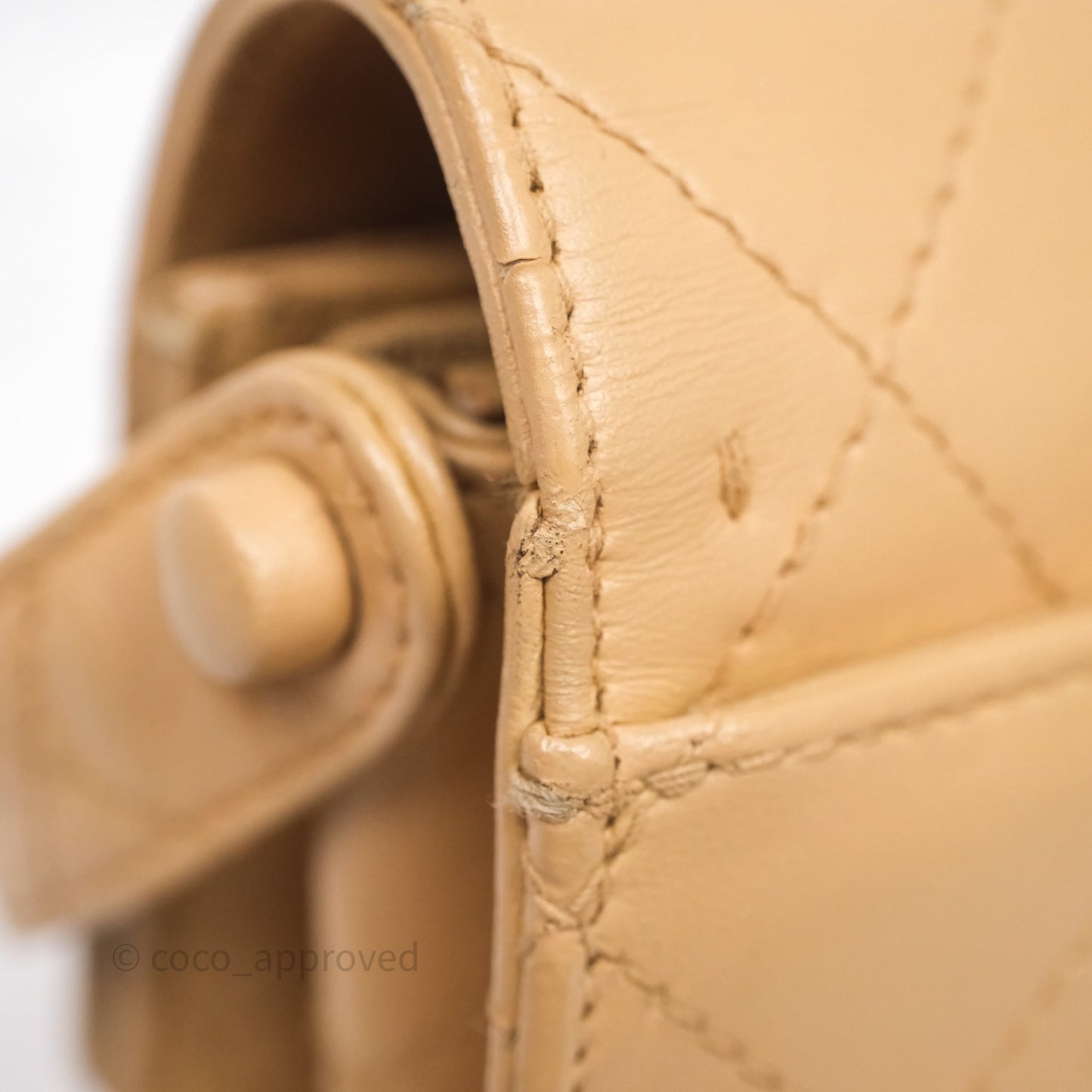 Chanel Vintage Quilted Kelly Shoulder Bag Beige Silver Hardware