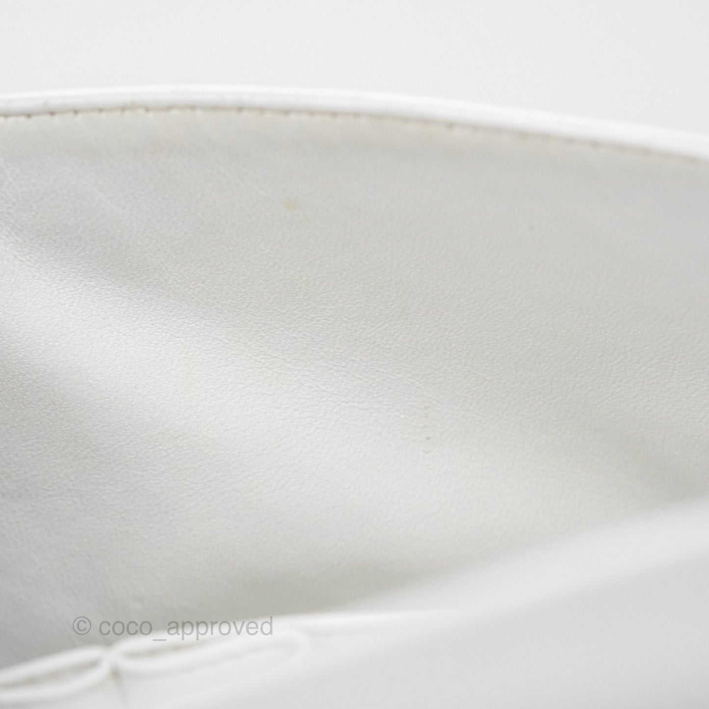 Chanel Classic M/L Medium Double Flap White Caviar Silver Hardware