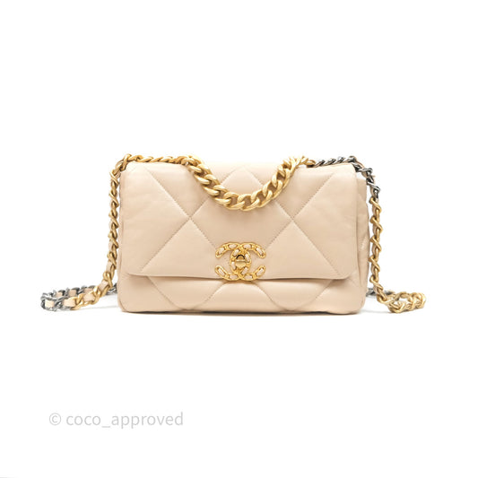 Chanel 19 Small Beige Mixed Hardware