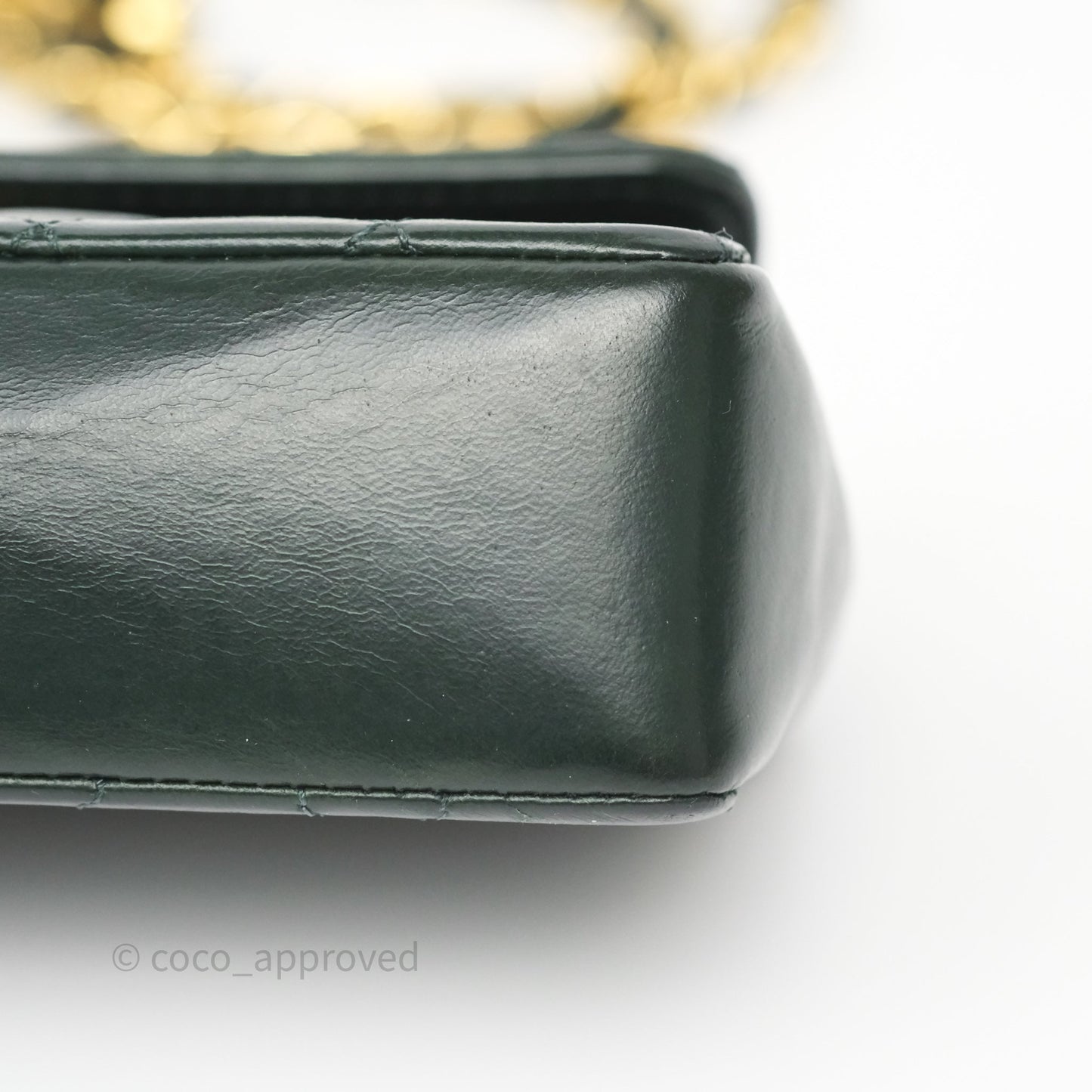Chanel Vintage Mini Flap Bag Dark Green Lambskin Gold Hardware