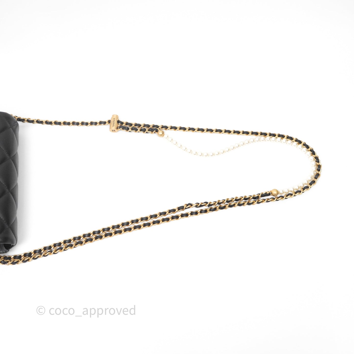 Chanel My Perfect Mini With Pearl Quilted Black Lambskin Gold Hardware