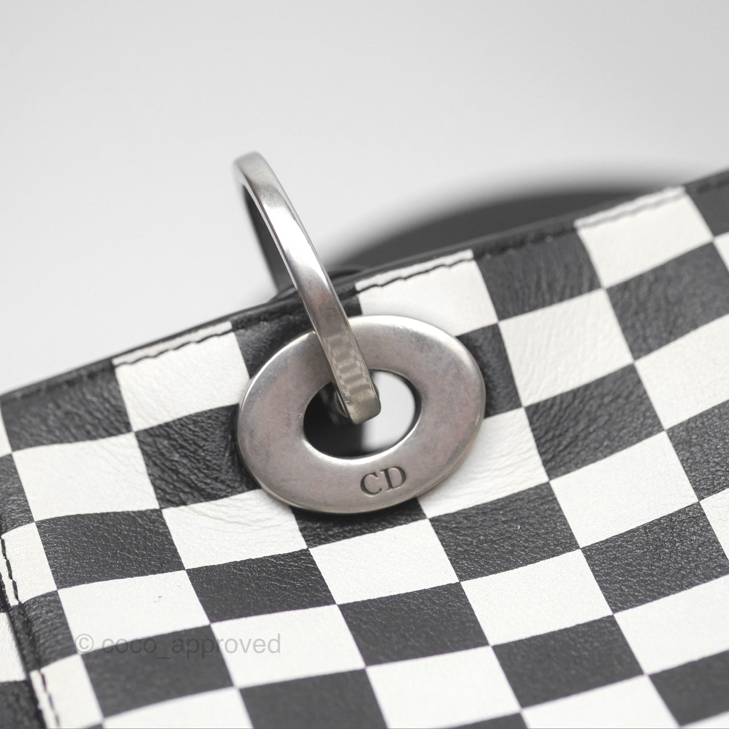 Christian Dior Medium Lady Dior Checkered Black/ White Calfskin