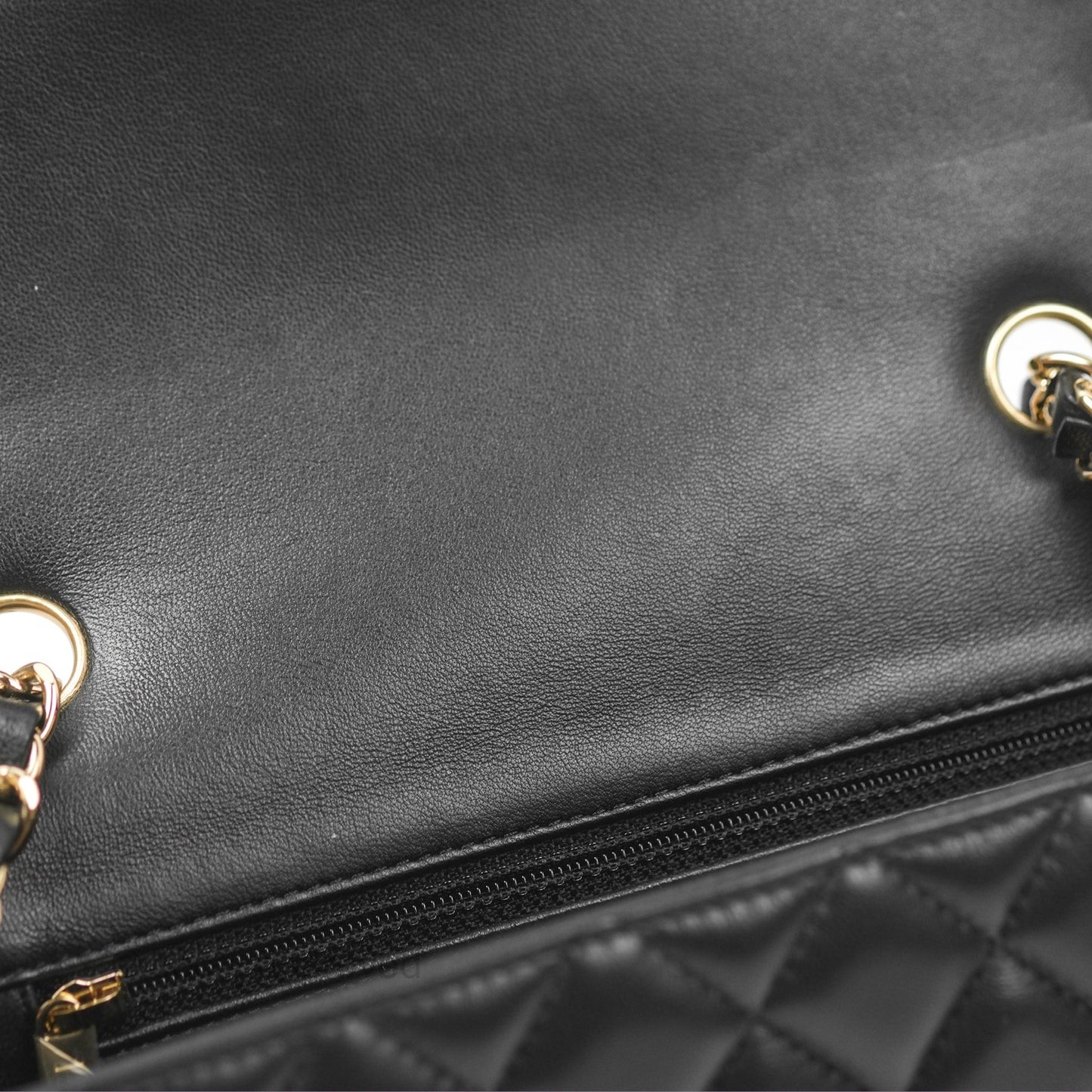 Chanel Quilted Mini Rectangular Black Lambskin Gold Hardware