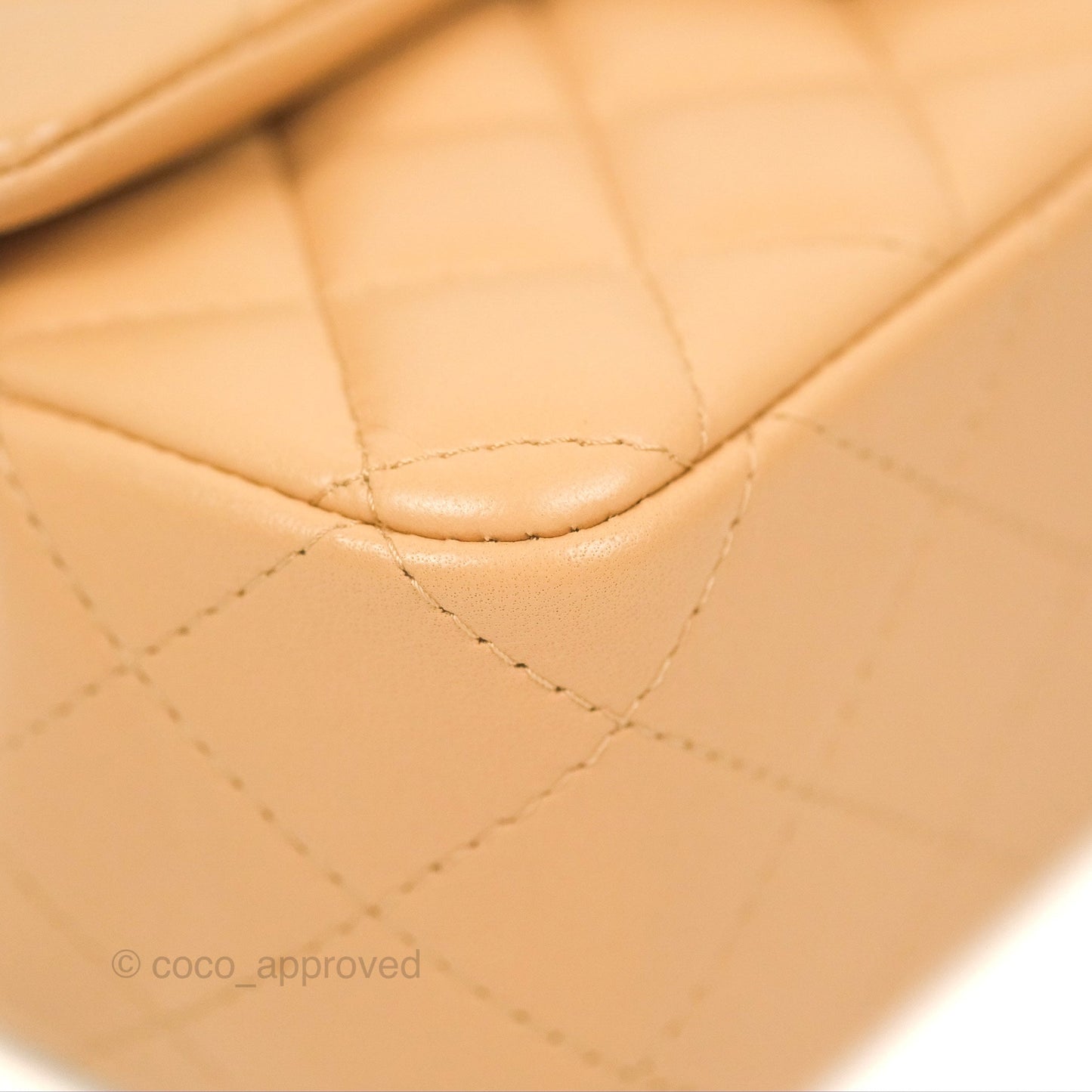 Chanel Quilted Mini Rectangular Flap Beige Lambskin Gold Hardware