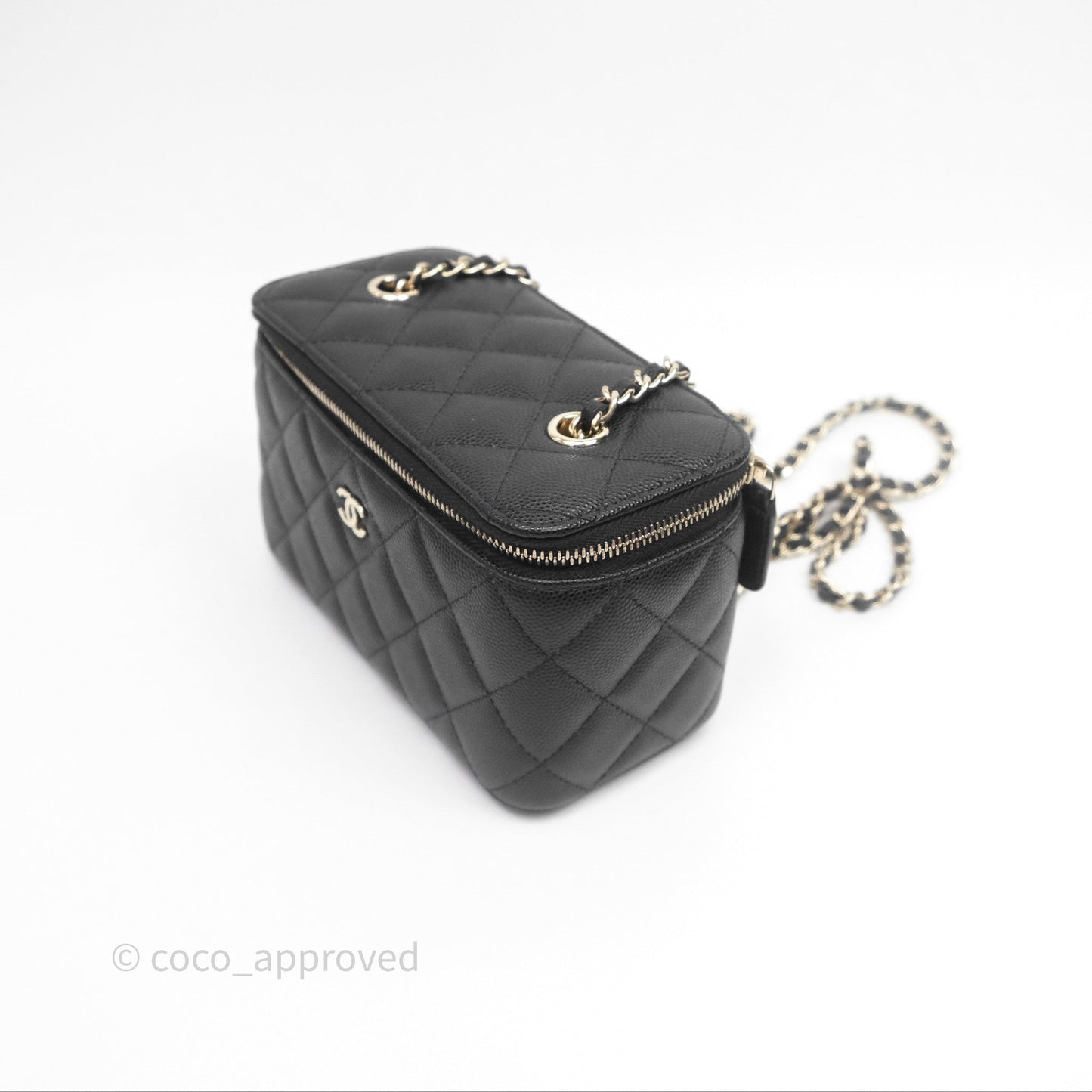 Chanel Vanity Rectangular With Chain Black Caviar Gold Hardware
