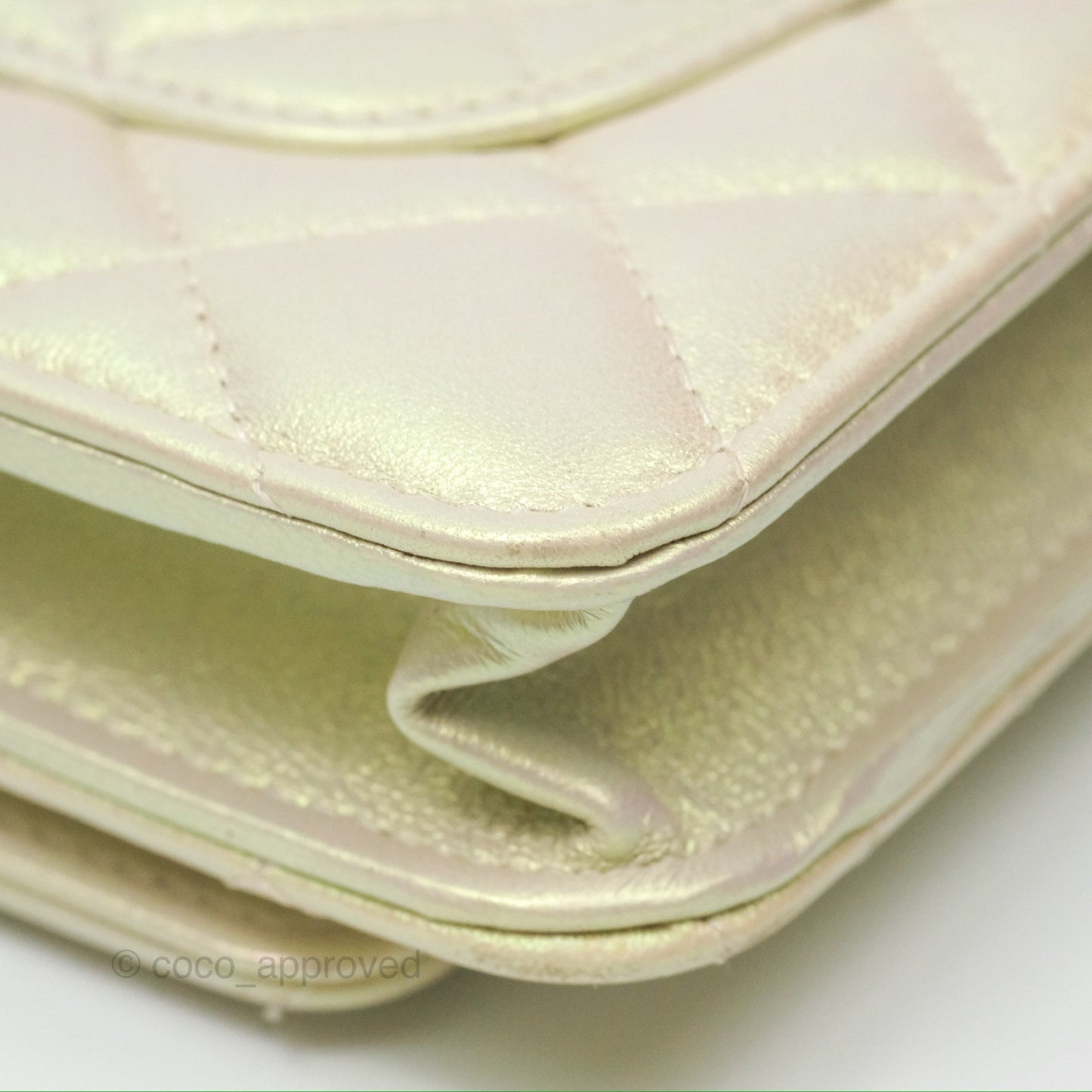 Chanel Quilted Wallet on Chain WOC Iridescent Ivory Gold Hardware 20A