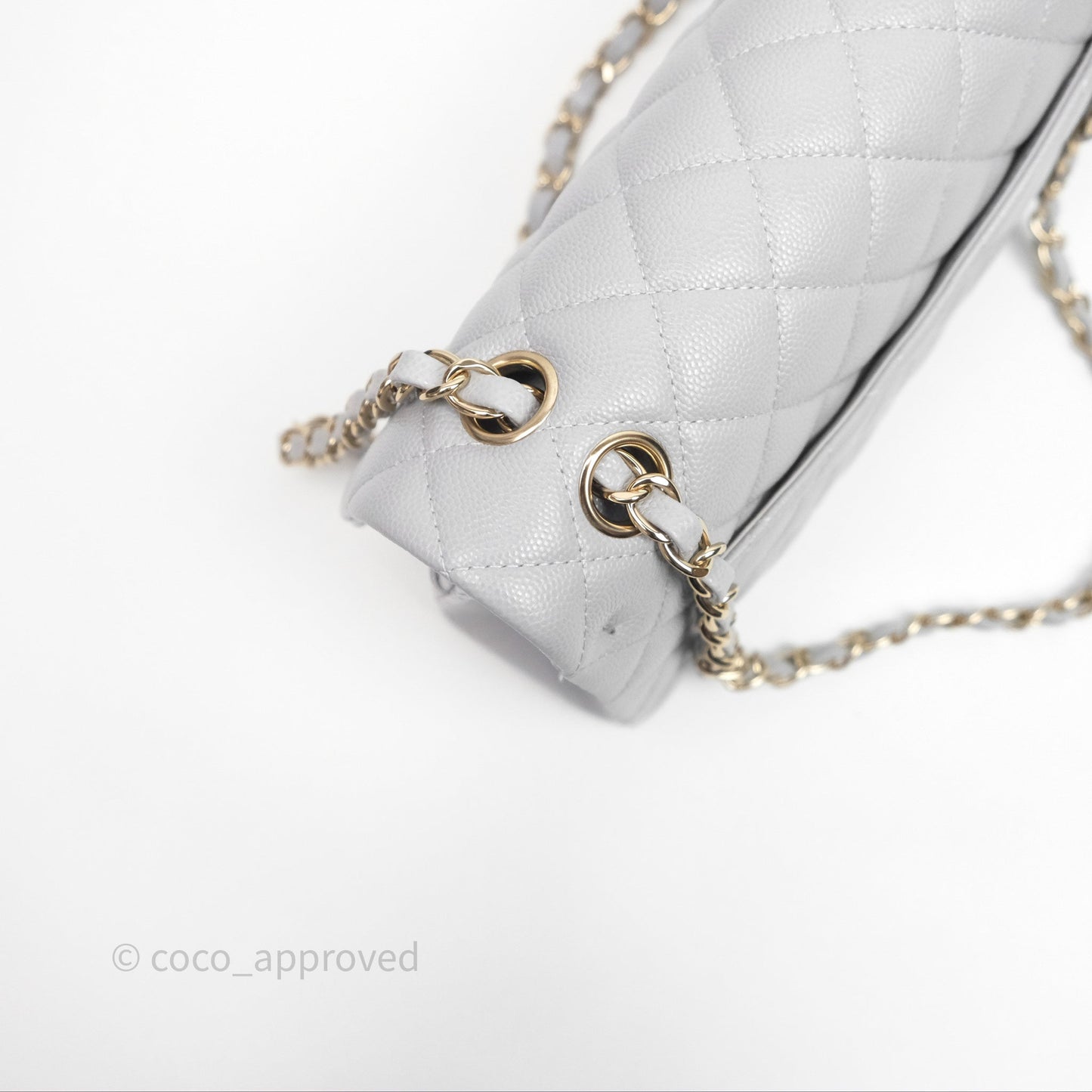 Chanel Small Classic Flap Quilted Grey Caviar Gold Hardware 21A