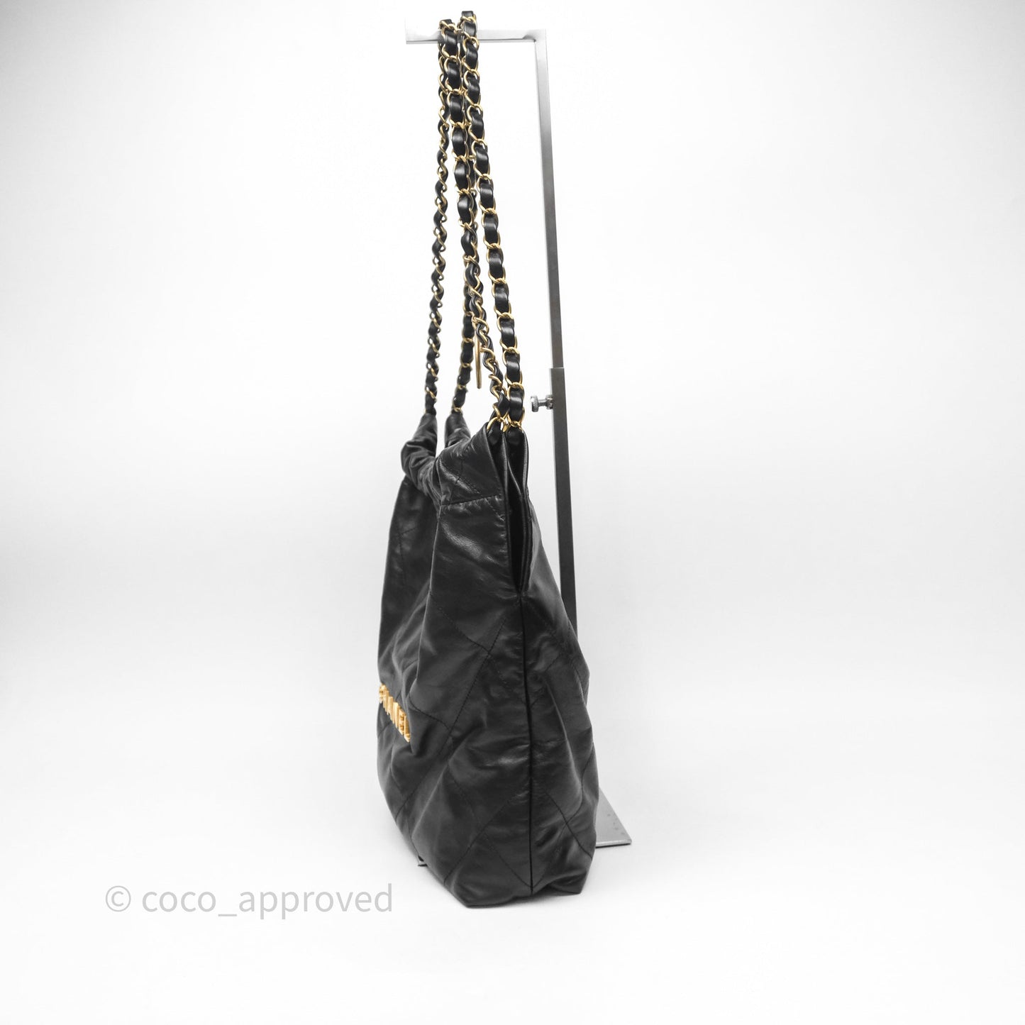 Chanel 22 Small Black Calfskin Aged Gold Hardware