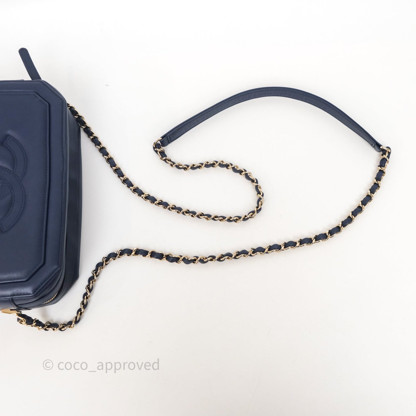 Chanel CC Octagon Camera Case Lambskin Navy Gold Hardware