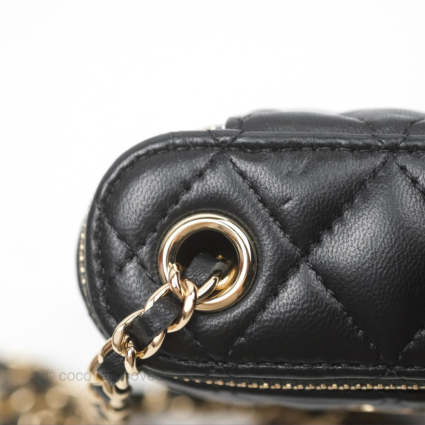 Chanel Classic Mini Vanity With Chain Black Lambskin Gold Hardware