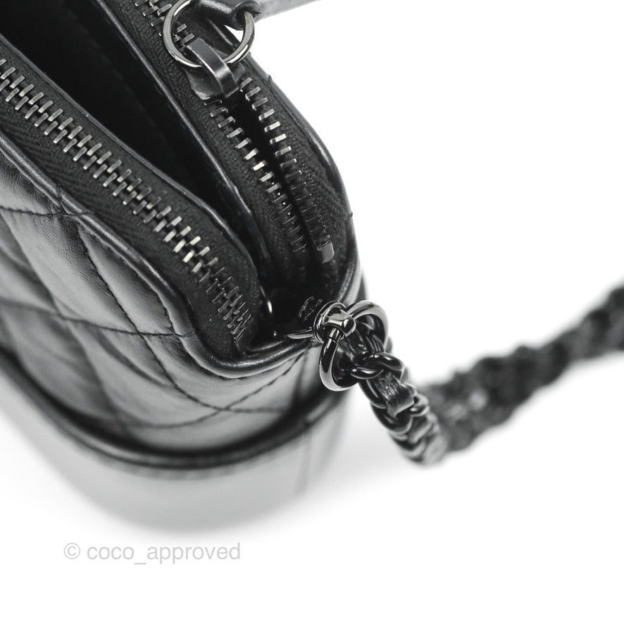Chanel Gabrielle Clutch With Chain Aged Calfskin So Black