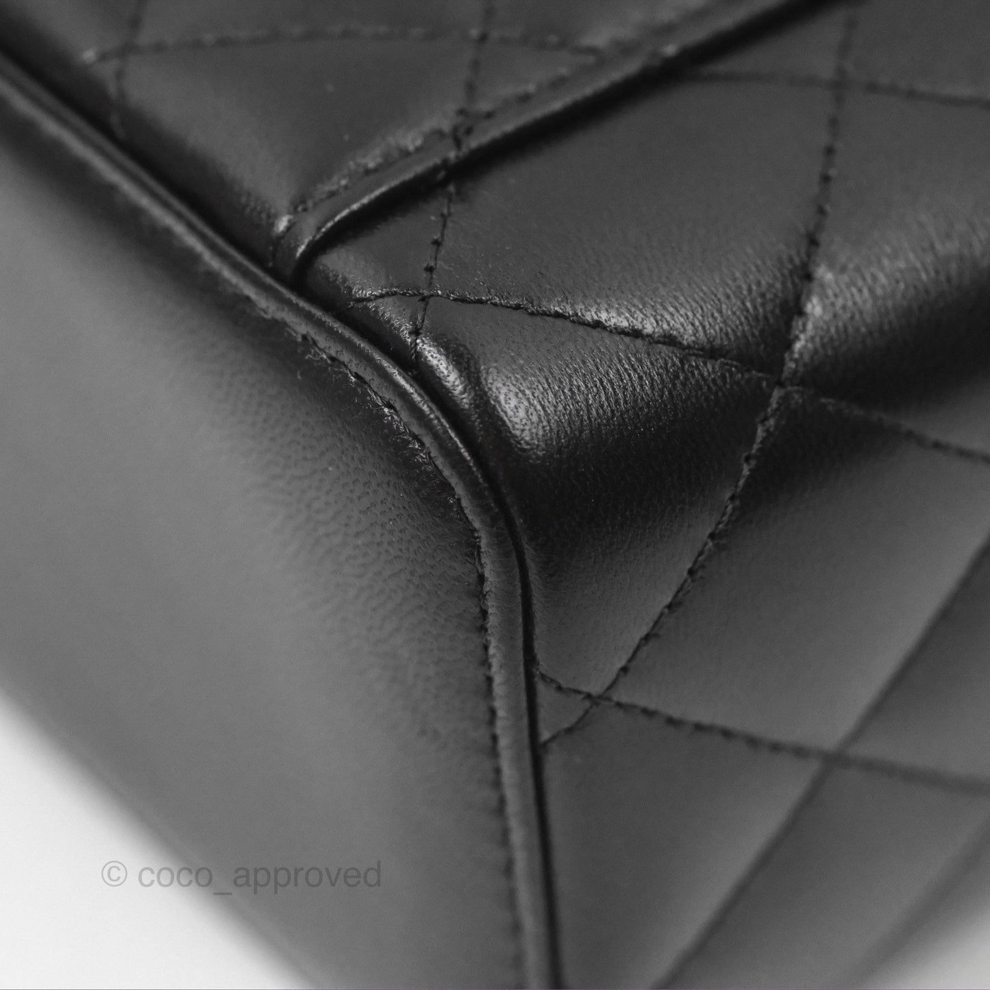 Chanel Vanity Rectangular Top Handle Black Lambskin Gold Hardware