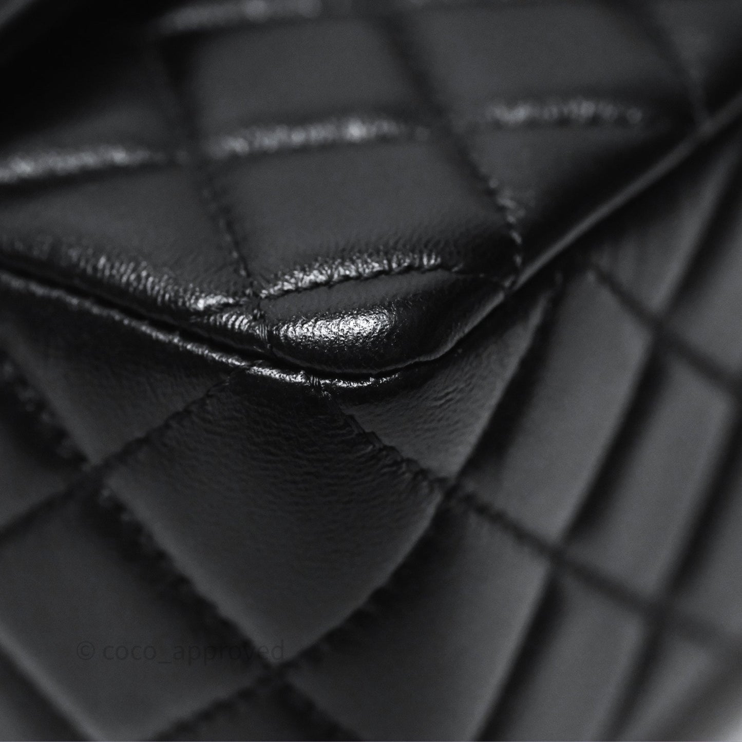 Chanel Flap Bag with Crystal Logo Top Handle Black Lambskin Aged Gold Hardware
