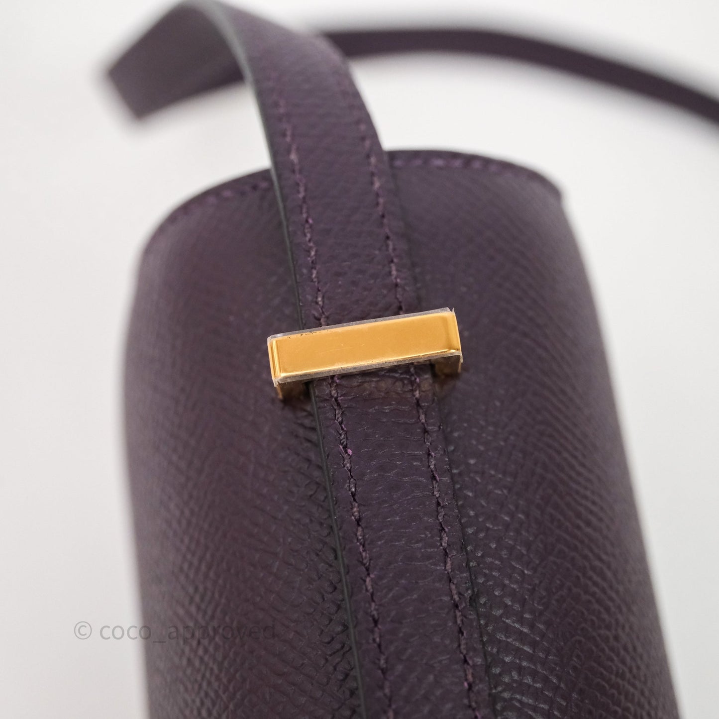 Hermès Constance Elan Raisin 59 Epsom Gold Hardware