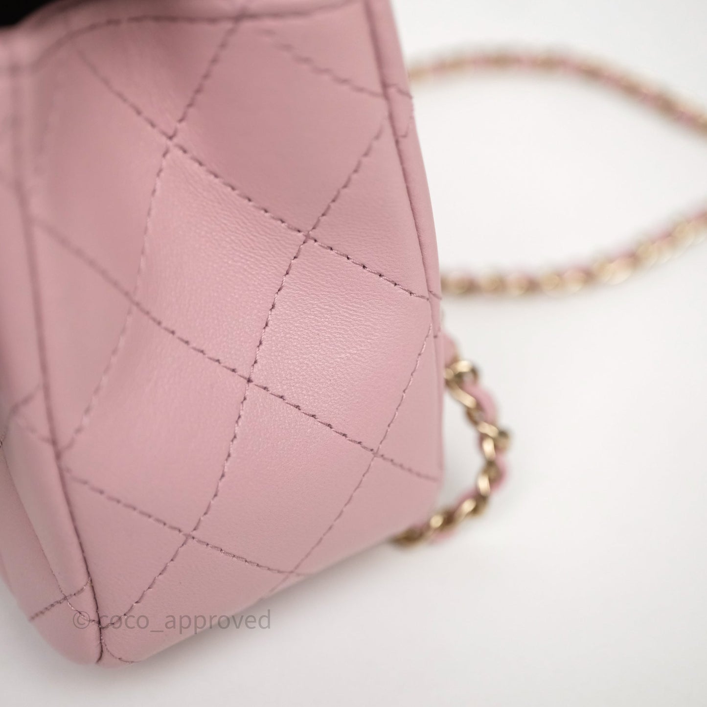 Chanel Top Handle Mini Rectangular Flap Lilac Pink Lambskin Gold Hardware