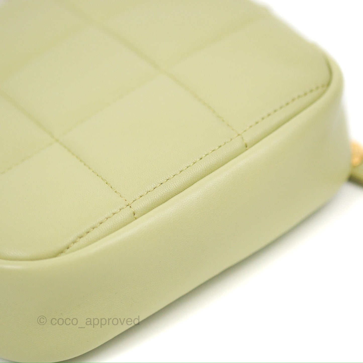 Chanel Small Quilted Diamond Cut Bag Green Lambskin Aged Gold Hardware