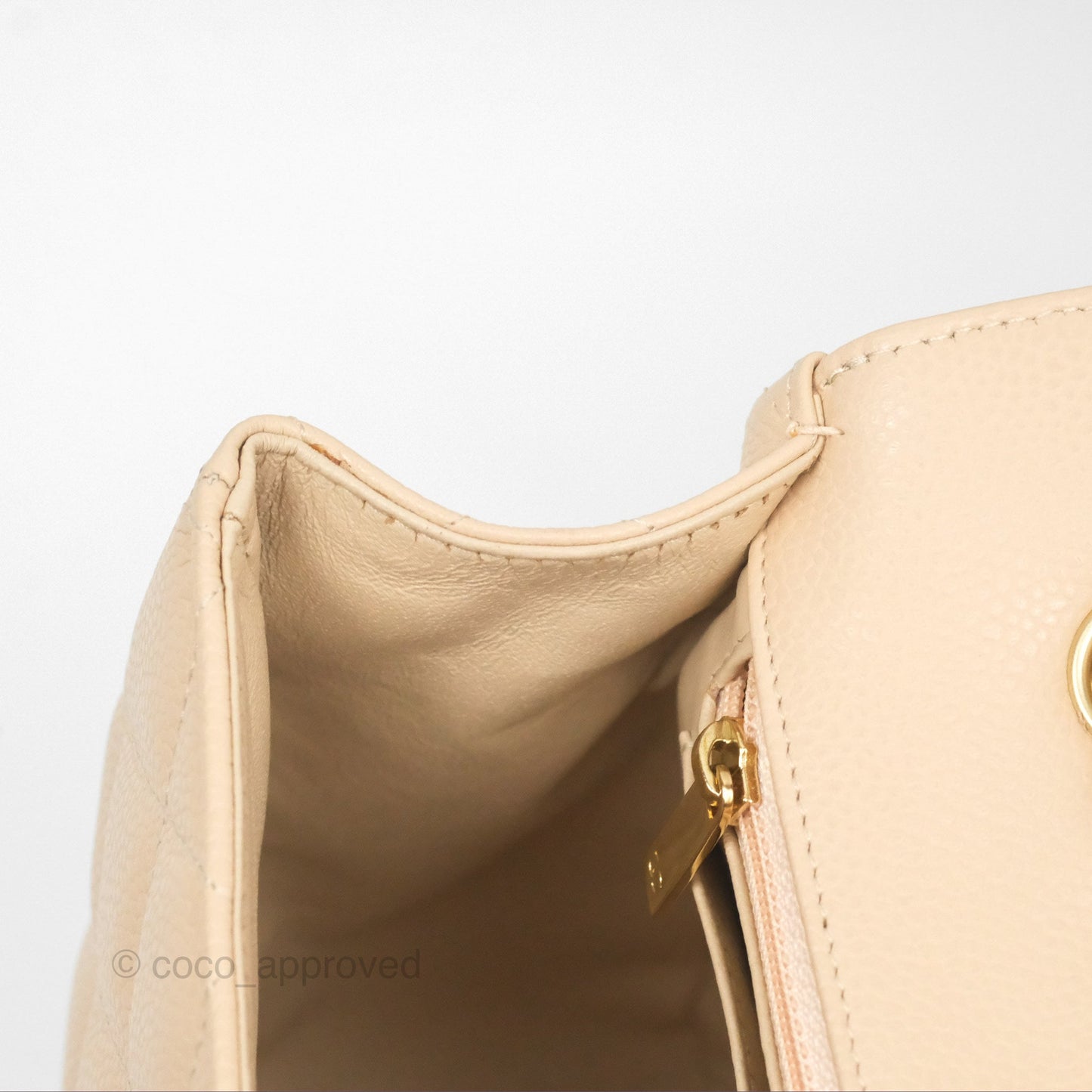 Chanel Jumbo Single Flap Quilted Beige Caviar Gold Hardware
