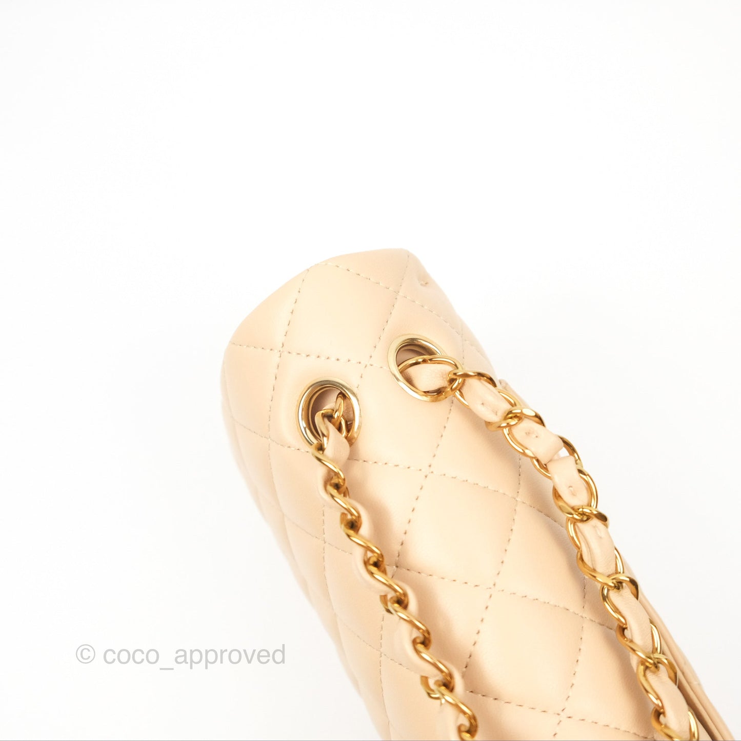 Chanel Classic M/L Medium Flap Quilted Beige Lambskin Gold Hardware