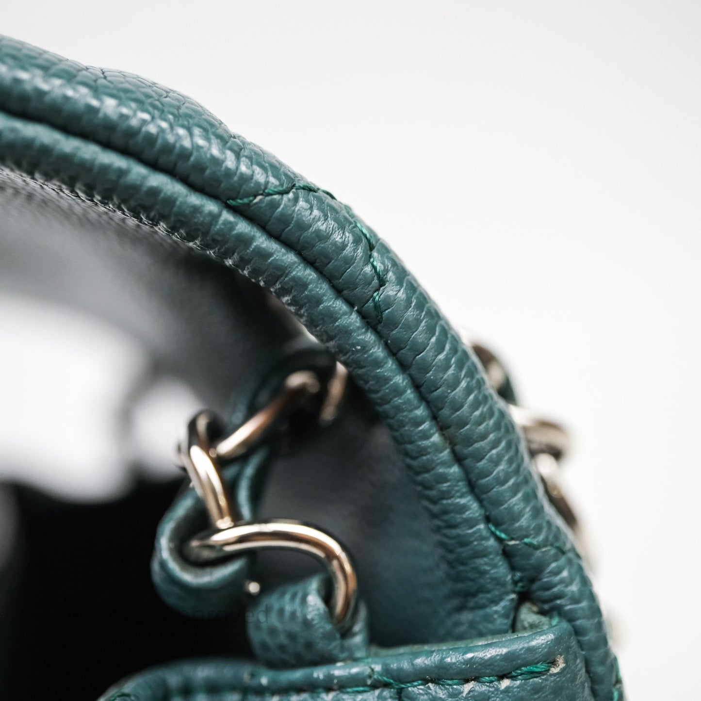 Chanel Quilted Mini Square Flap Dark Green Caviar Silver Hardware