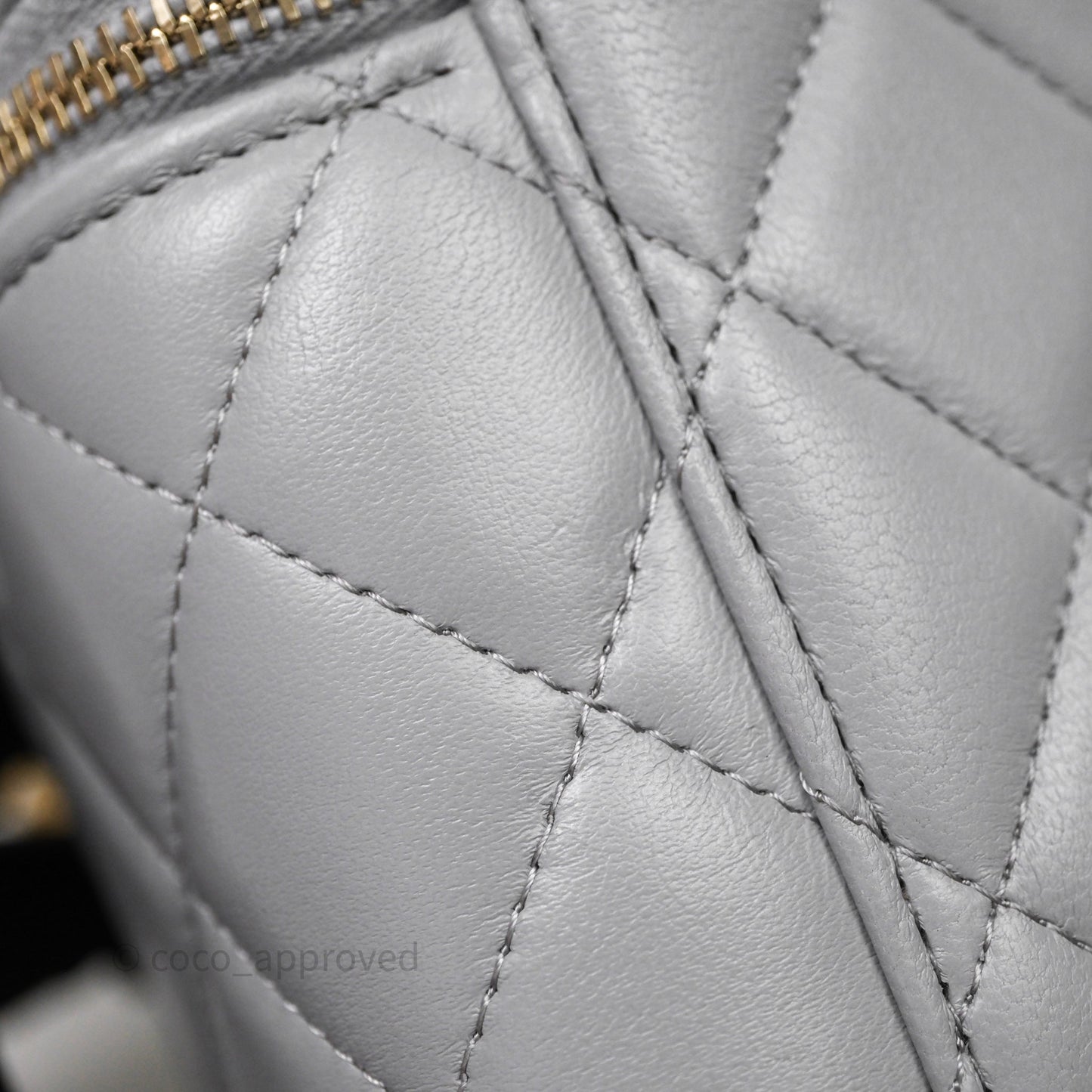 Chanel Vanity with Adjustable Chain Grey Lambskin Aged Gold Hardware