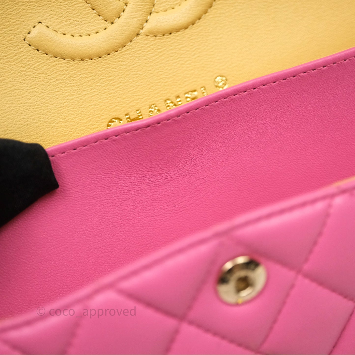 Chanel Small Classic Flap Quilted Pink Lambskin Rainbow Hardware