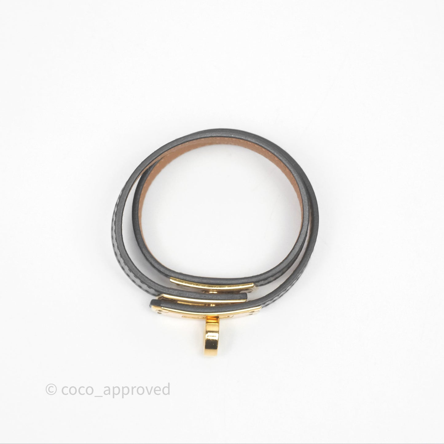 Hermès Kelly Double Tour Box Leather Bracelet Black Gold Hardware