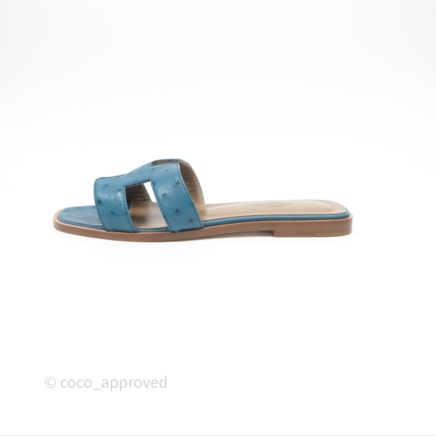 Hermès Oran Sandals in Blue Cobalt Ostrich Size 37