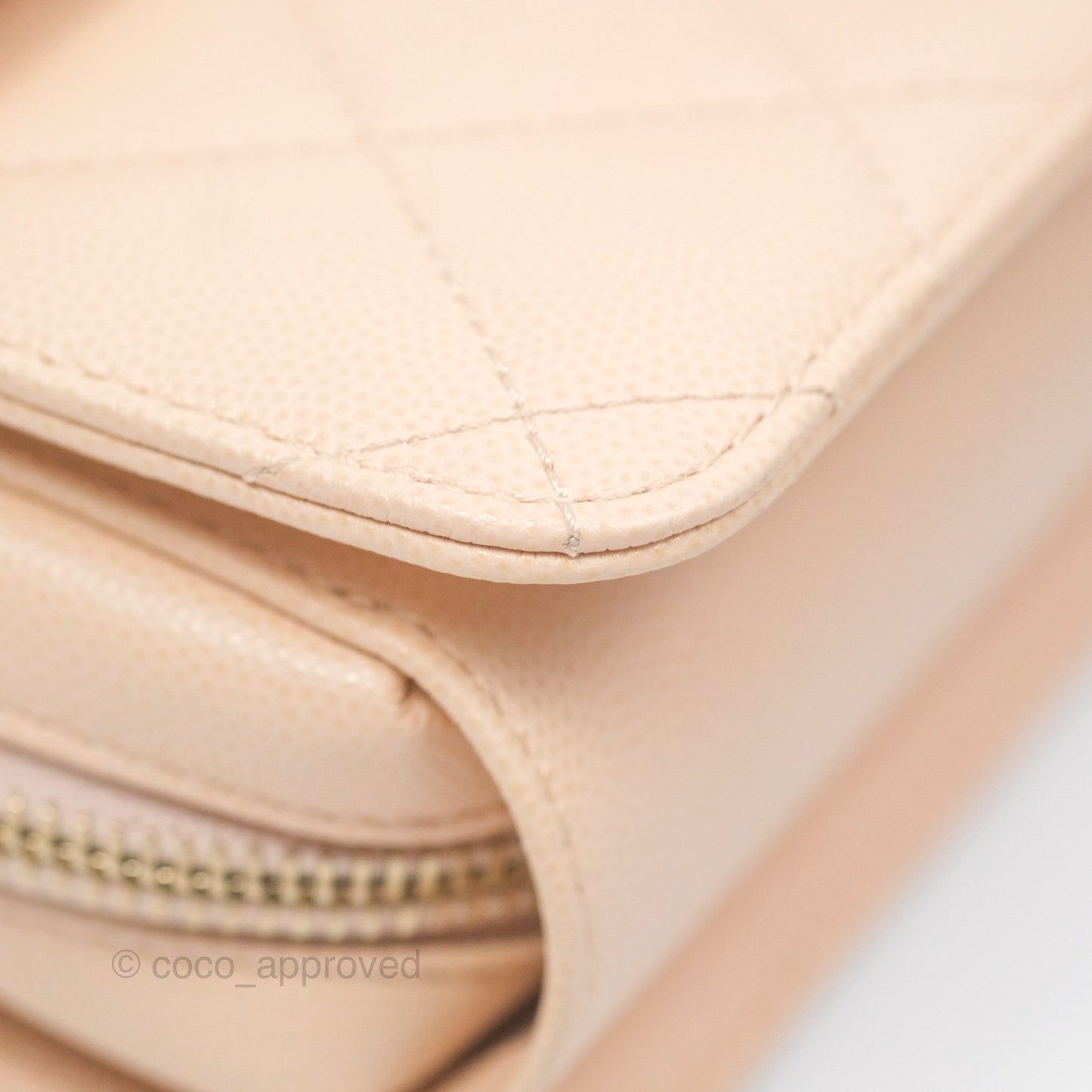 Chanel Quilted Small Like The Wallet Flap Light Beige Pink Caviar Light Gold Hardware 22C