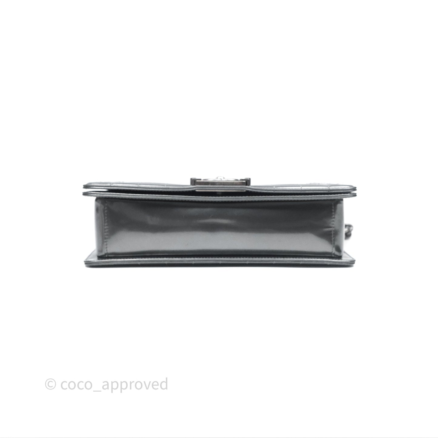 Chanel Medium Boy Metallic Dark Grey Iridescent Glazed Calfskin Ruthenium Hardware